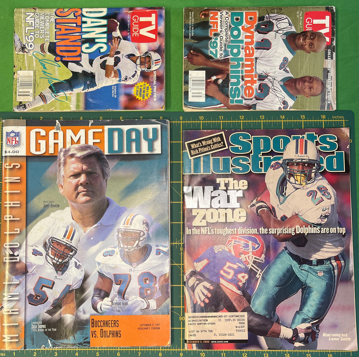 NFL Miami Dolphins Lot of 4 Magazines Sports Illustrated TV Guide Game Day VTG