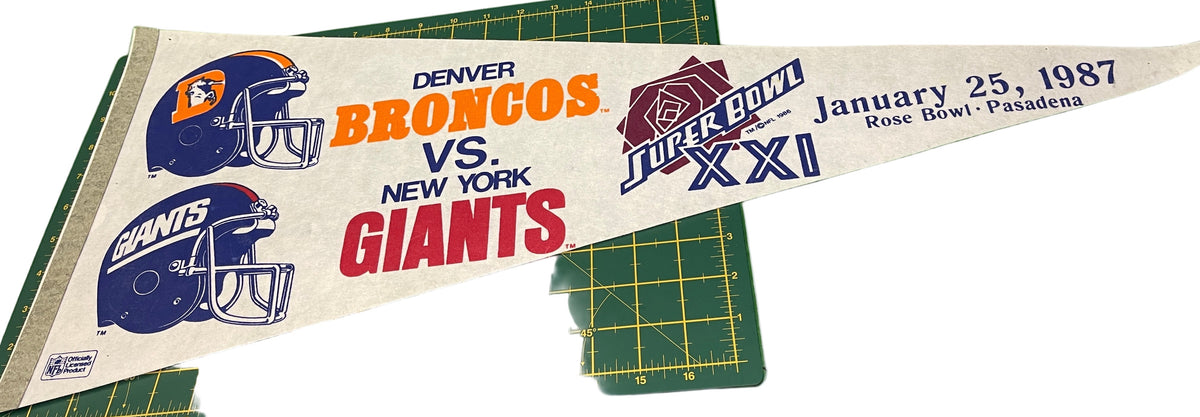 NFL Denver Broncos New York Giants 1987 Super Bowl XXI Vintage Pennant