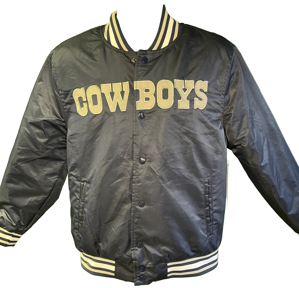 NFL Dallas Cowboys Quilted Stitched Satin Jacket Retro Style Men's Small NWT