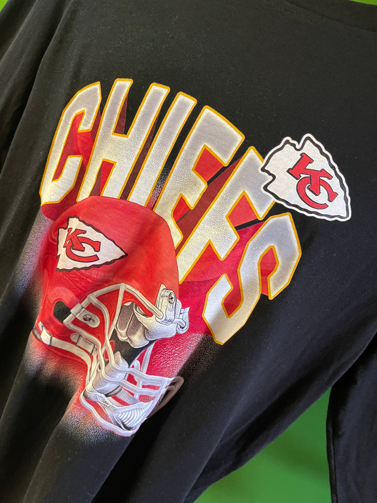 NFL Kansas City Chiefs Black L/S T-Shirt 100% Cotton Men's Large NWT