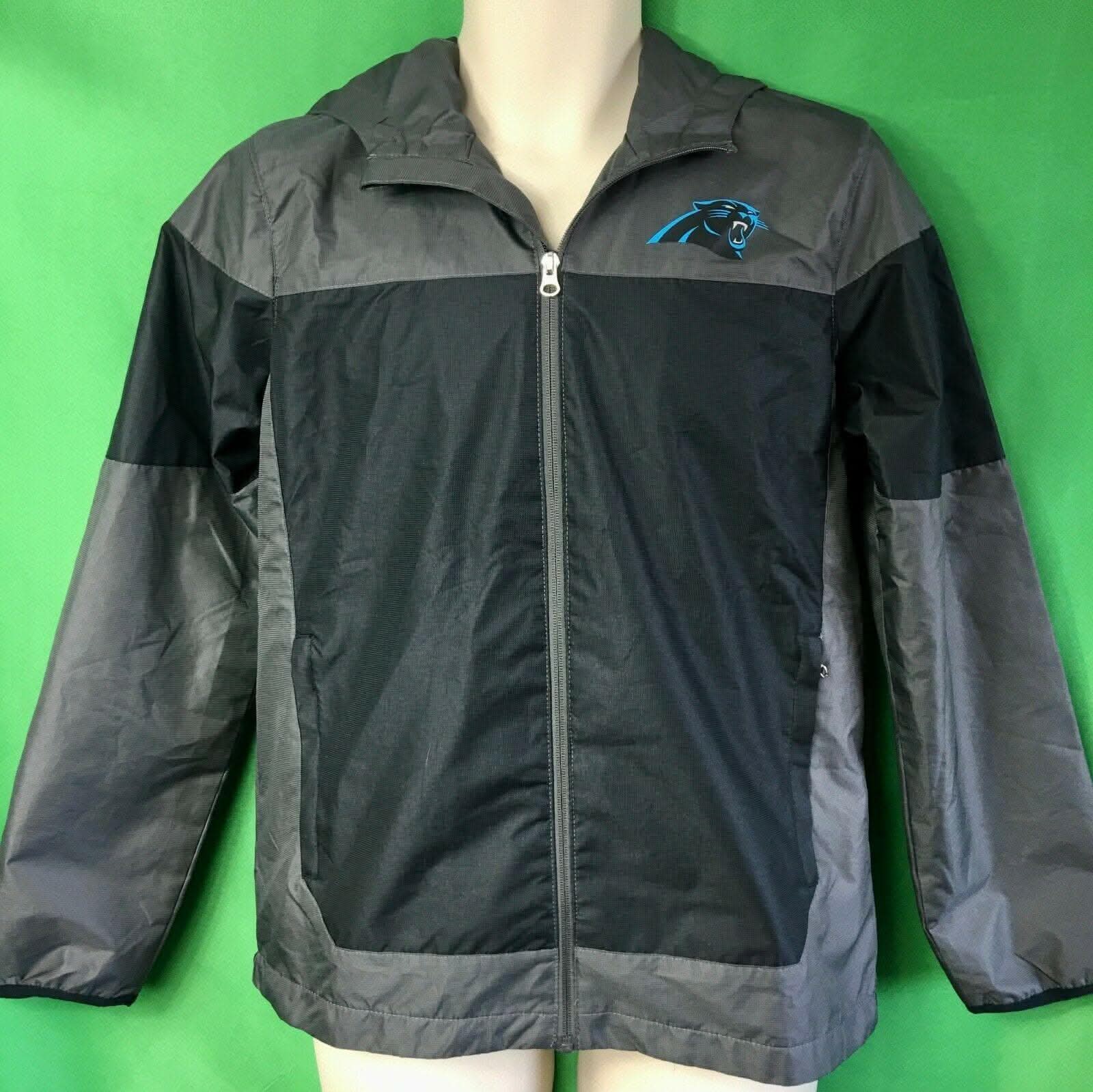 NFL Carolina Panthers Grey-Black Windbreaker Jacket Youth Large 14-16
