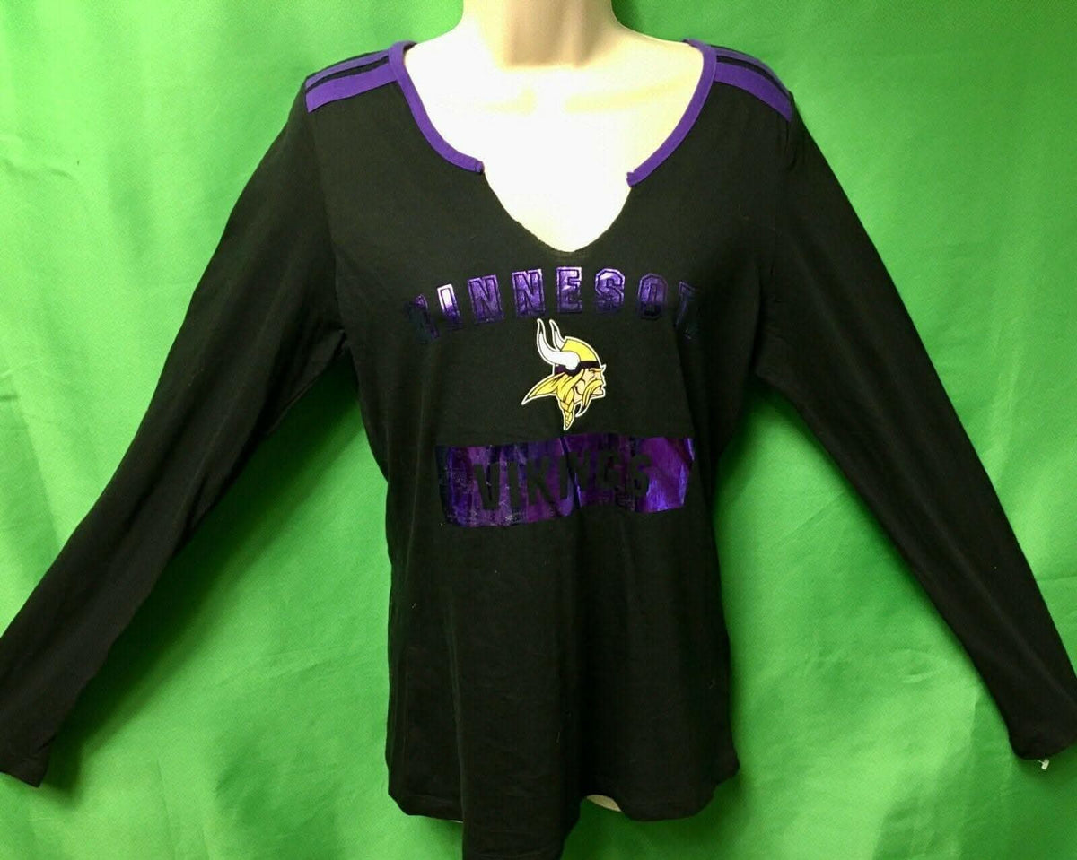 NFL Minnesota Vikings Black Foil Accent L/S T-Shirt Women's Medium NWT