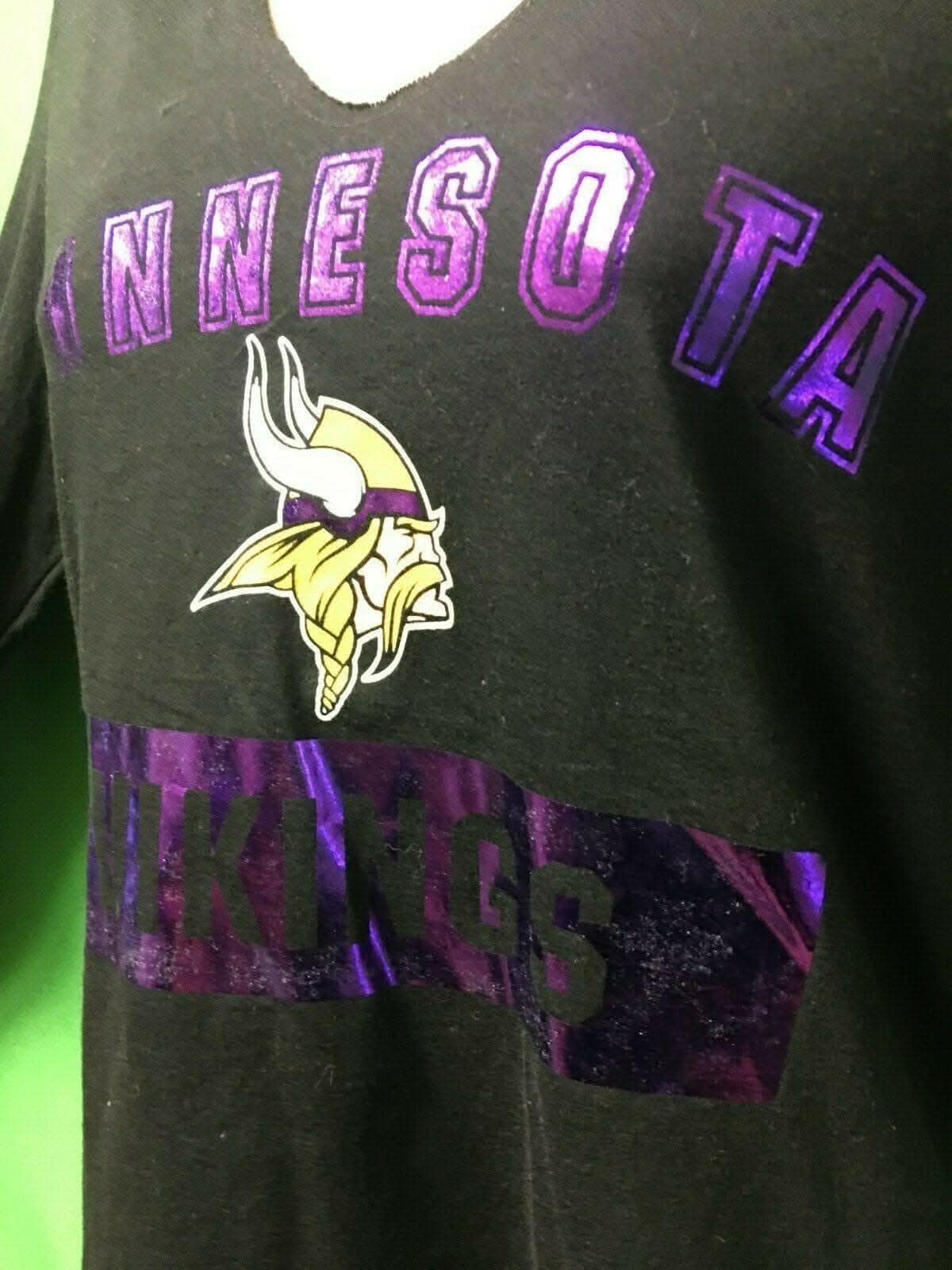 NFL Minnesota Vikings Black Foil Accent L/S T-Shirt Women's Medium NWT