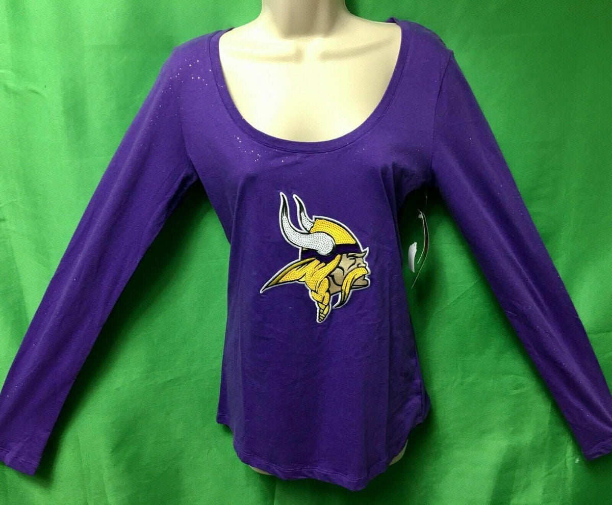 NFL Minnesota Vikings Purple Glittery L/S T-Shirt Women's Small