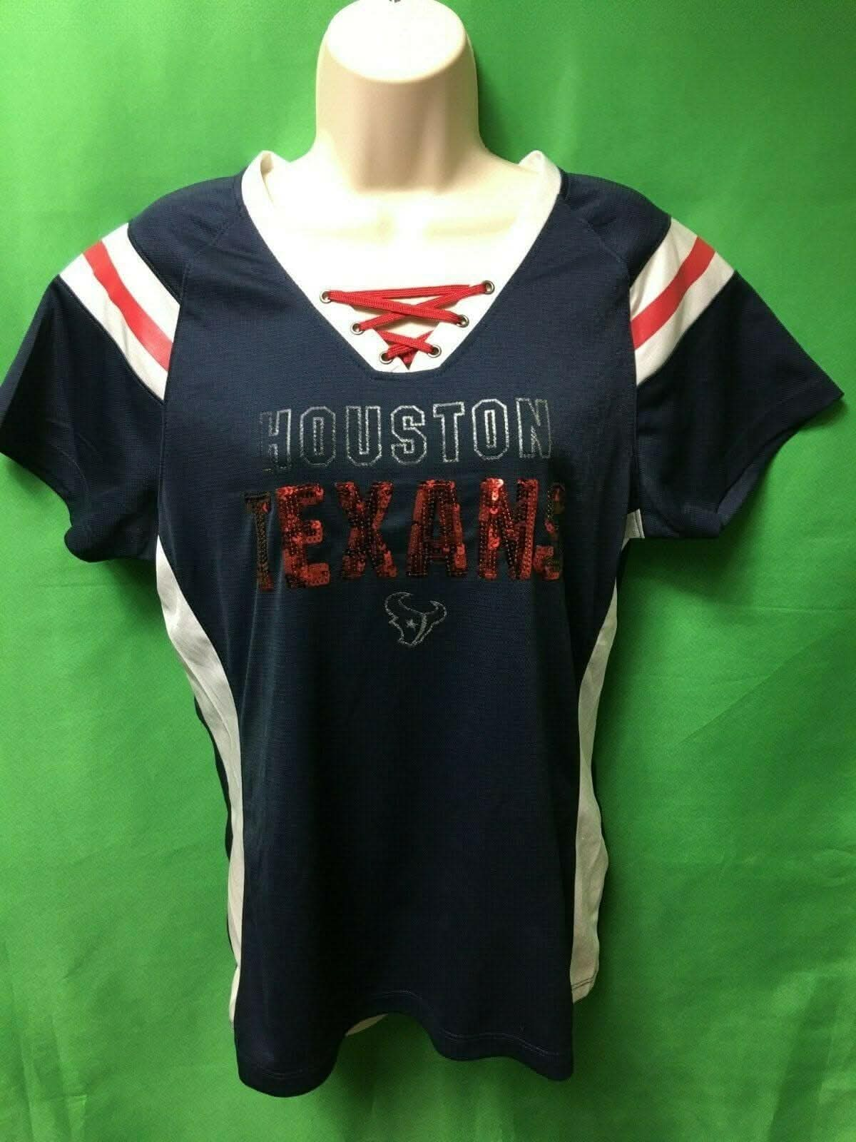 NFL Houston Texans 1st & Fashion Glittery Jersey Top Women's Large