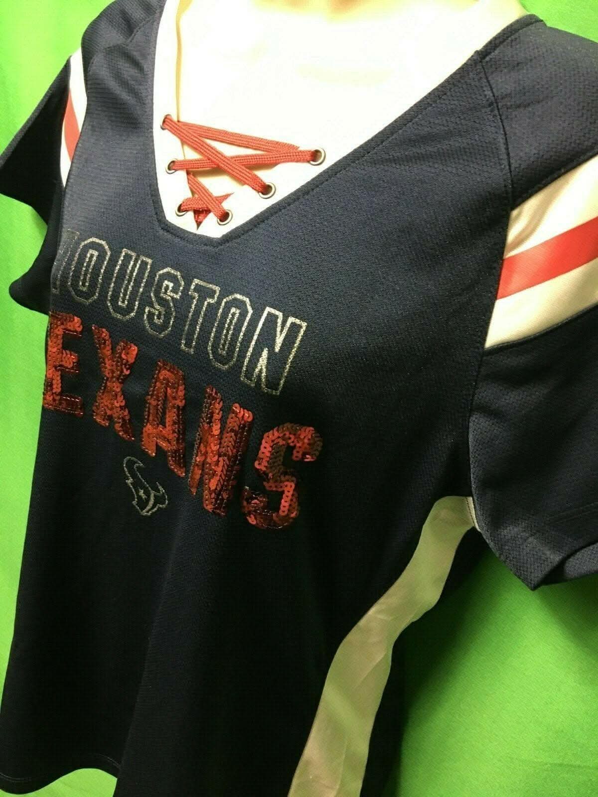 NFL Houston Texans 1st & Fashion Glittery Jersey Top Women's Large