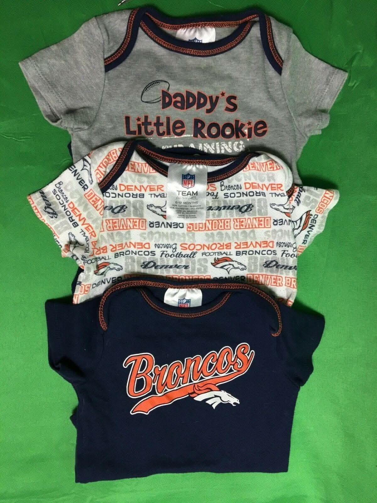 NFL Denver Broncos Set of 3 Bodysuits/Vests 6-12 Months