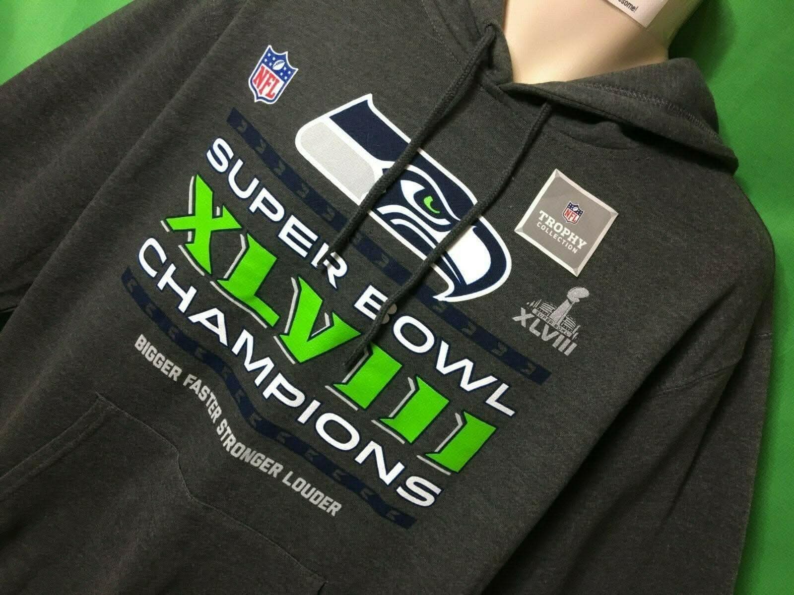 NFL Seattle Seahawks Grey Super Bowl XLVIII Champions Hoodie Men's X-Large NWT