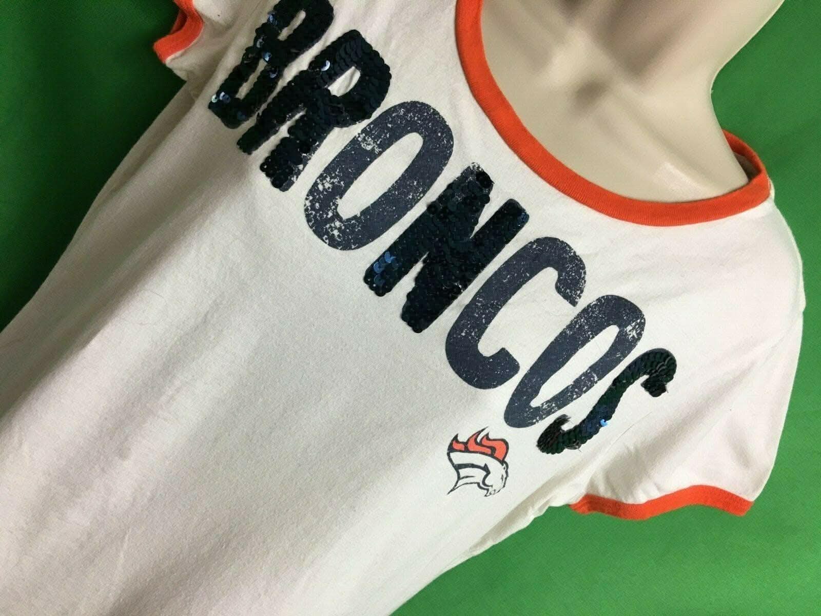 NFL Denver Broncos Ringer Sequin T-Shirt Women's Large