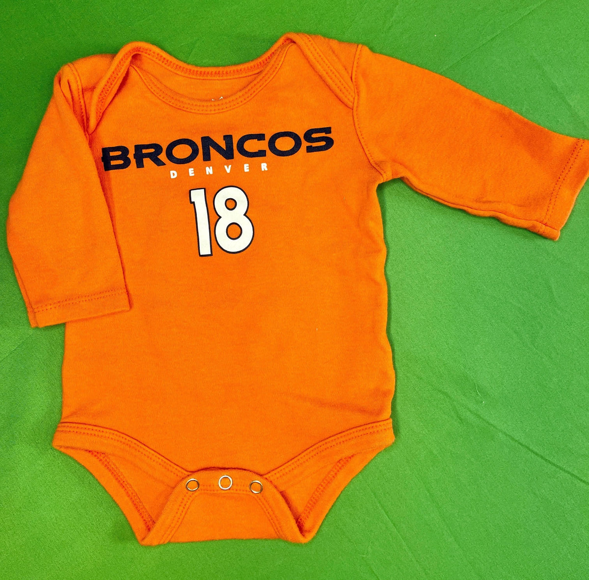 NFL Denver Broncos 'Manning 18' Orange Long Sleeve Bodysuit 0-3 months