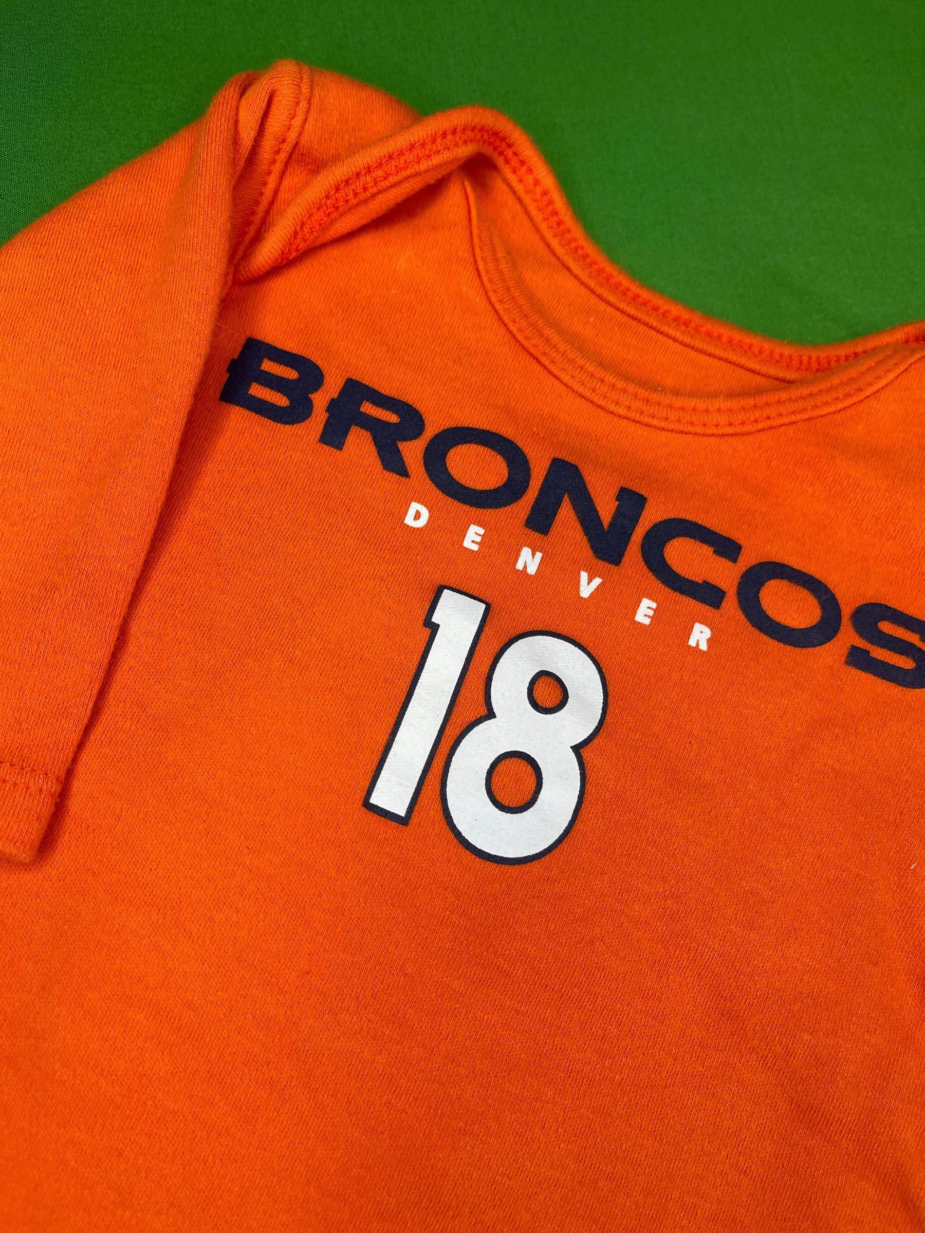 NFL Denver Broncos 'Manning 18' Orange Long Sleeve Bodysuit 0-3 months