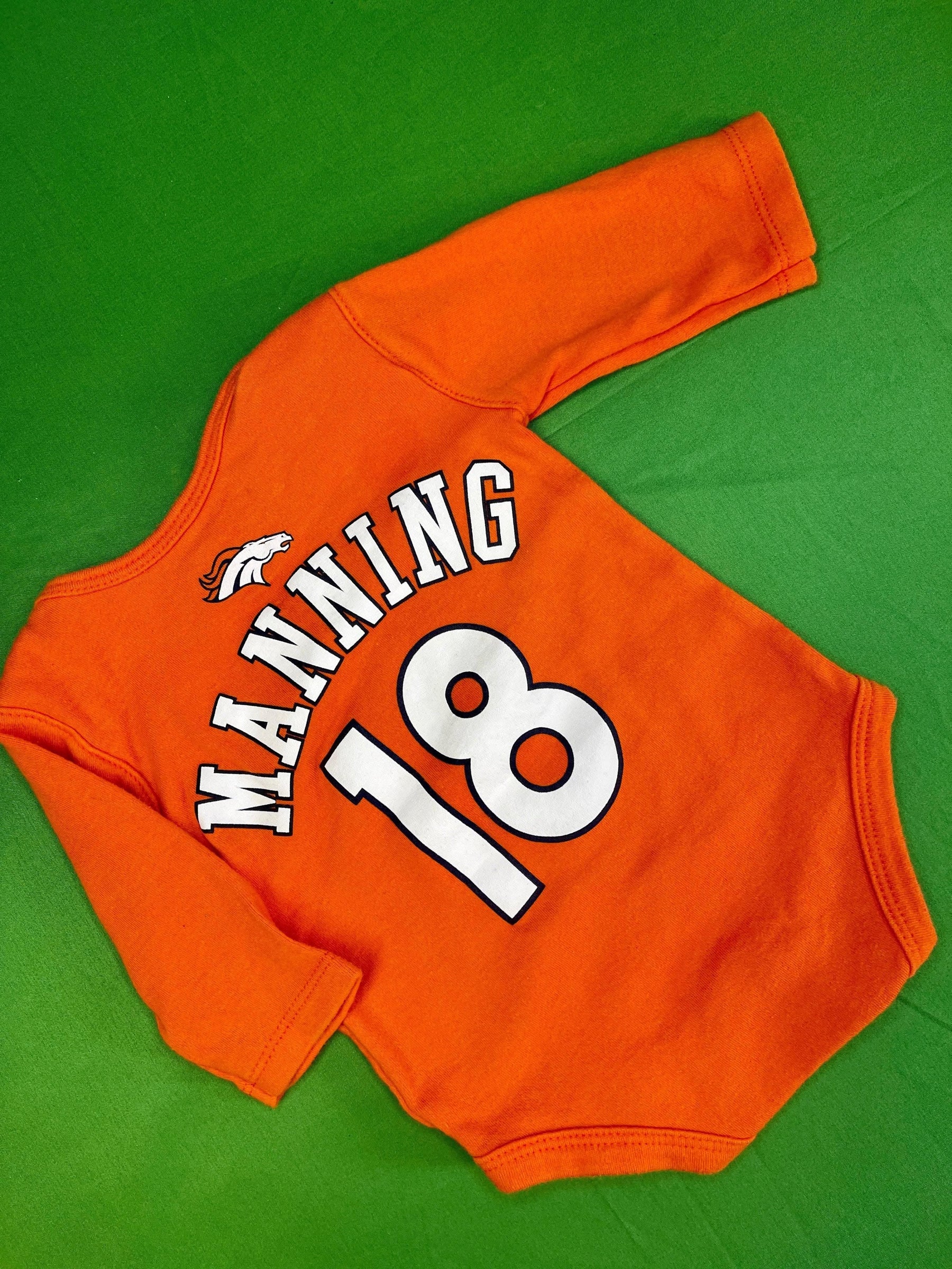 NFL Denver Broncos 'Manning 18' Orange Long Sleeve Bodysuit 0-3 months