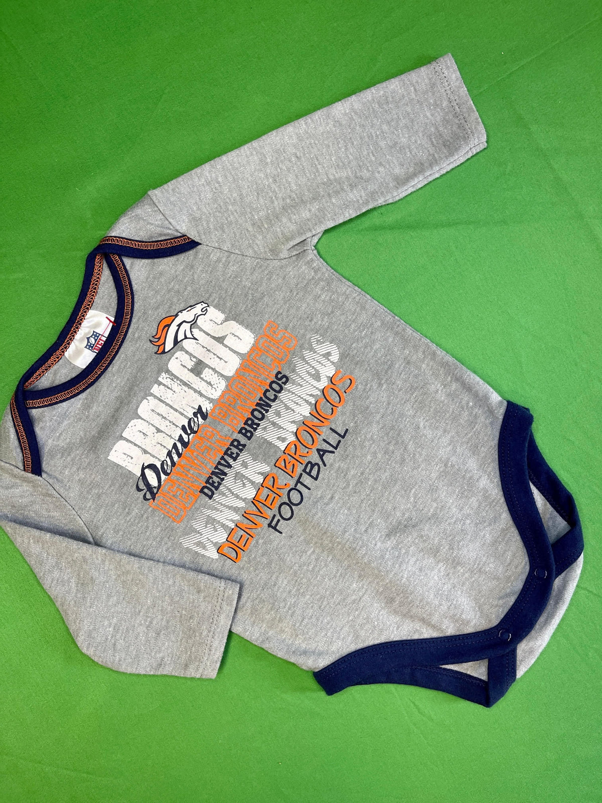 NFL Denver Broncos Grey Long Sleeve Bodysuit 3-6 months