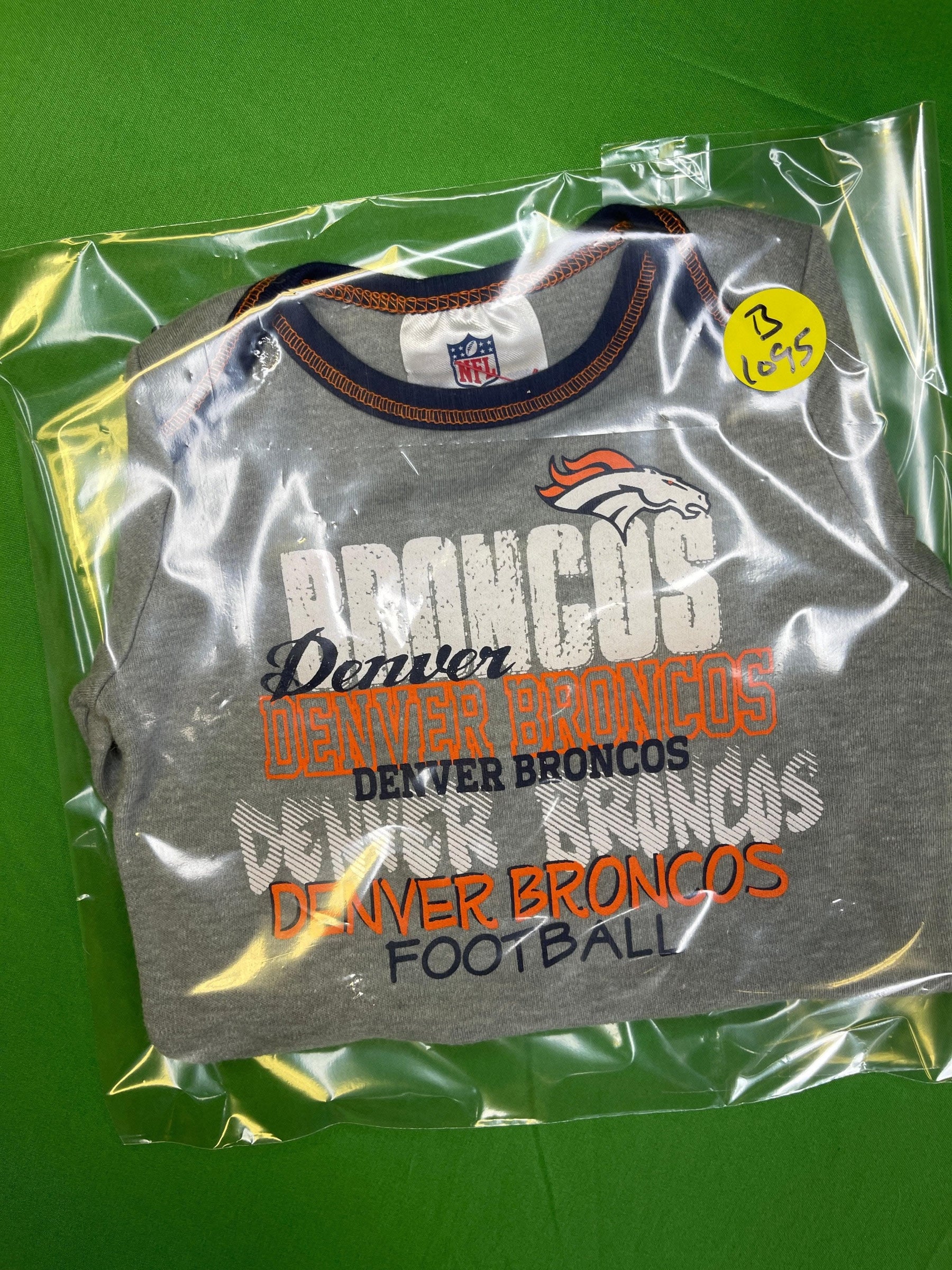 NFL Denver Broncos Grey Long Sleeve Bodysuit 3-6 months