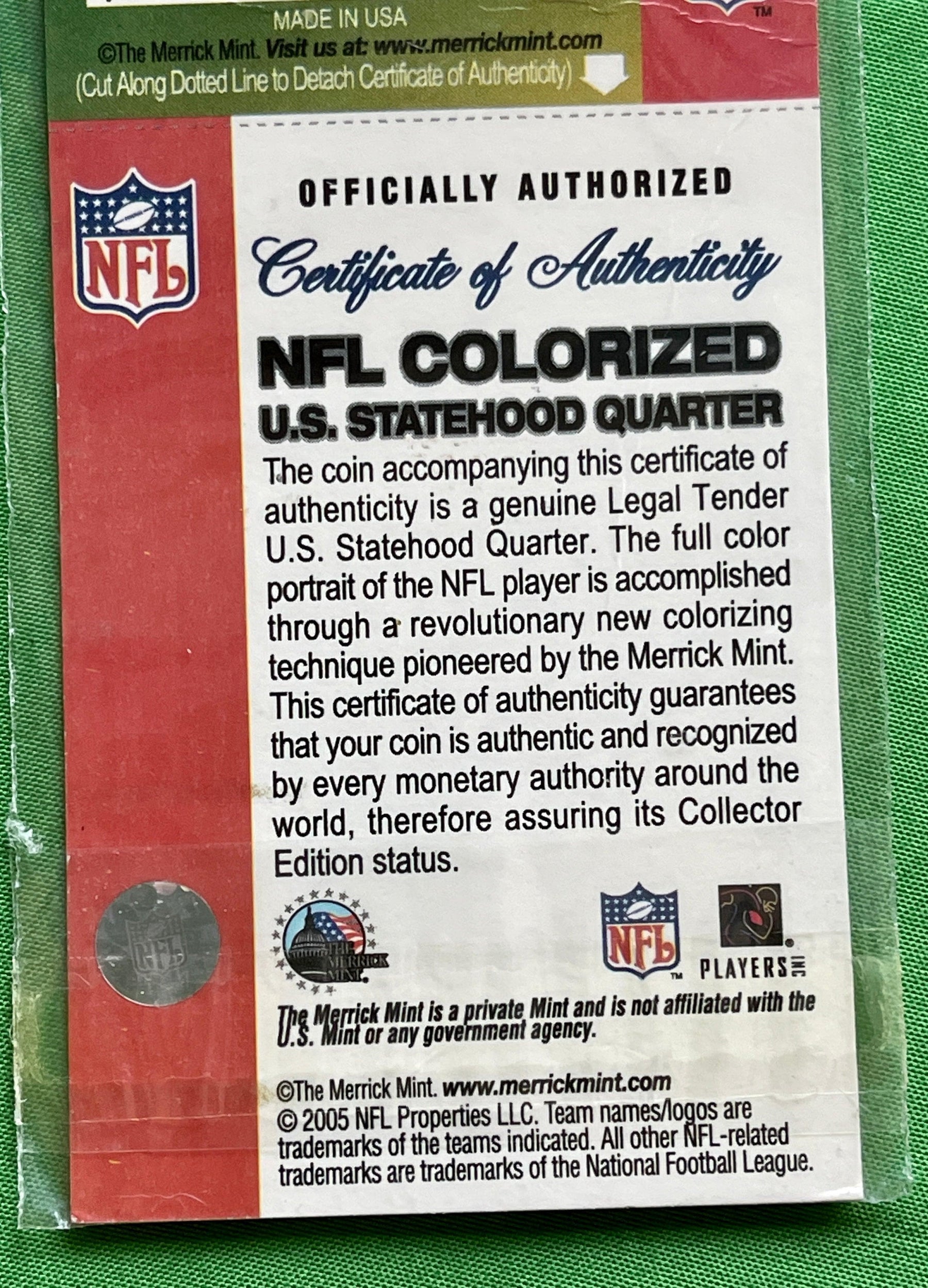 NFL Kansas City Chiefs Collection of 10 Colorized Statehood Coins Collectable