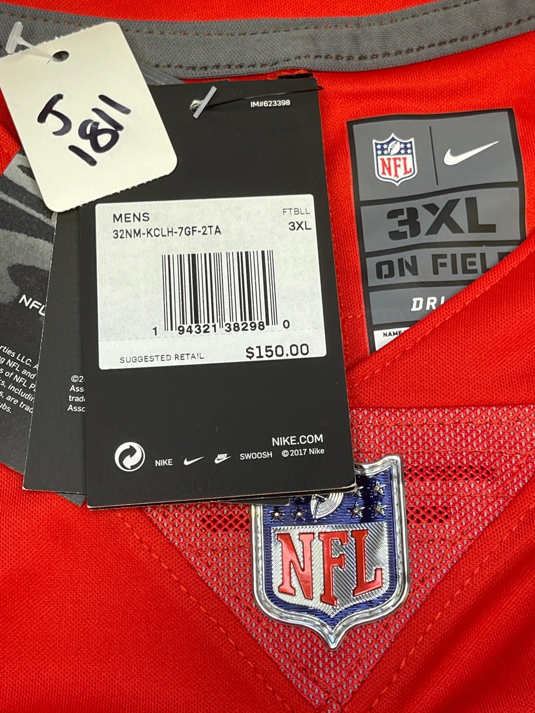 NFL Kansas City Chiefs Mahomes #15 Limited Stitched Jersey Men's 3X-Large NWT