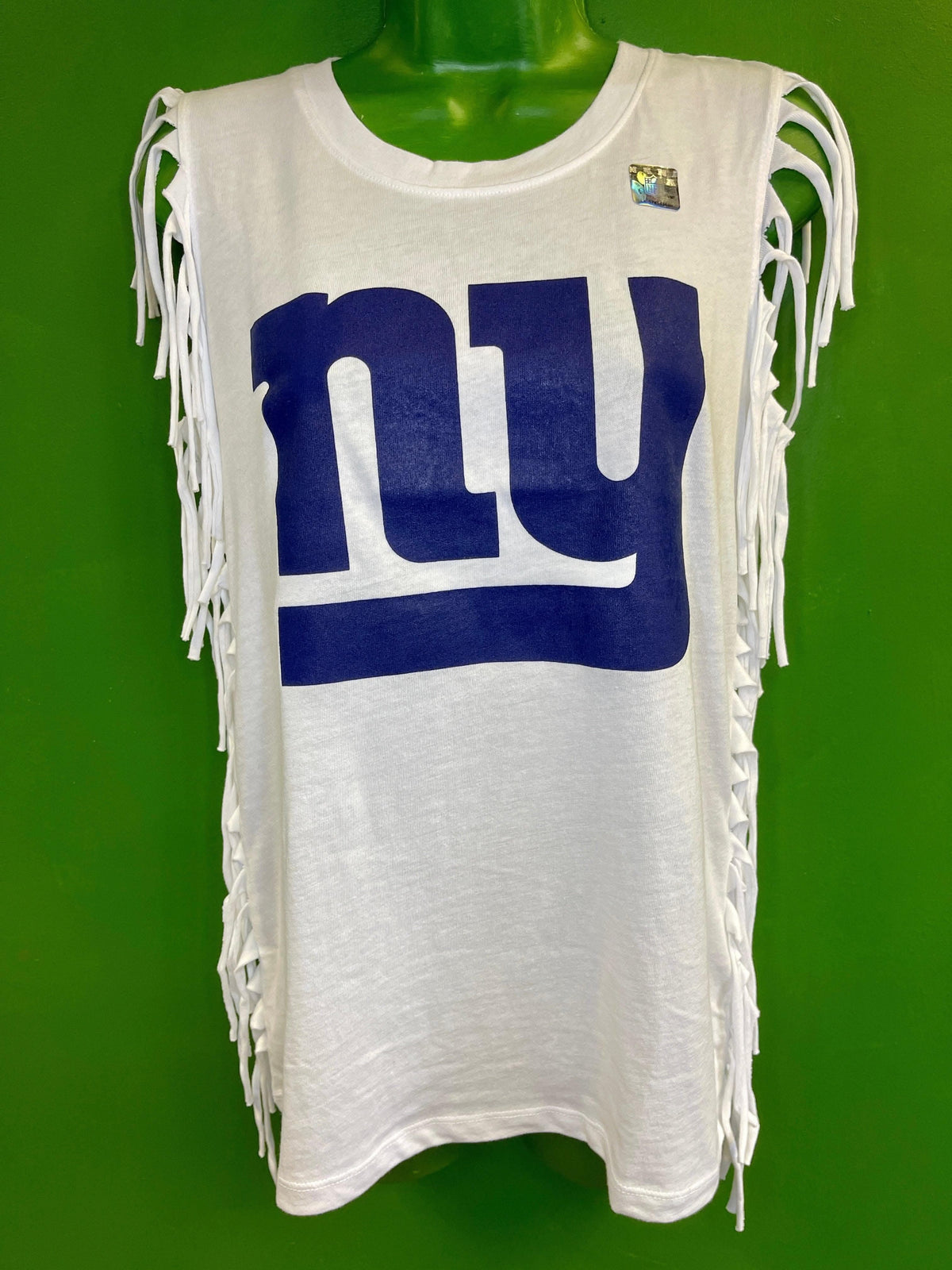 NFL New York Giants Junk Food Fringe Sleeveless T-Shirt Women's Medium NWT
