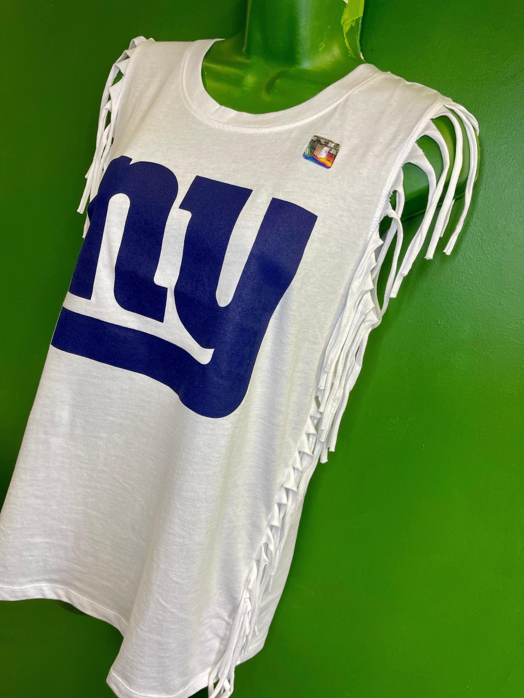 NFL New York Giants Junk Food Fringe Sleeveless T-Shirt Women's Large NWT