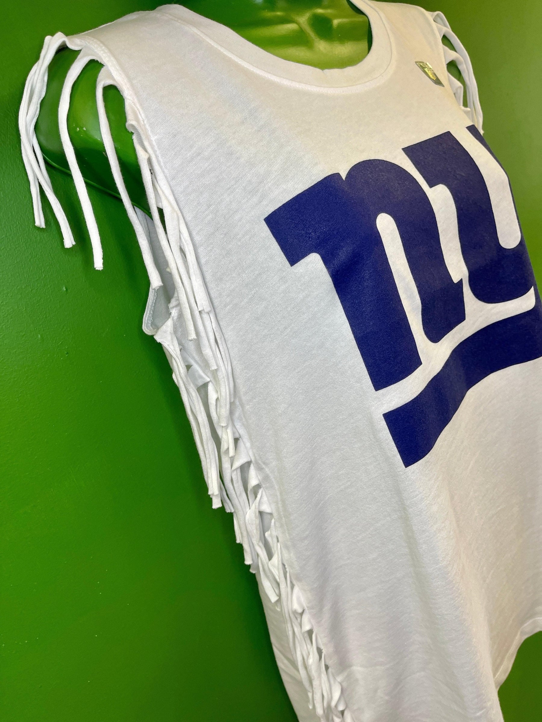 NFL New York Giants Junk Food Fringe Sleeveless T-Shirt Women's Large NWT