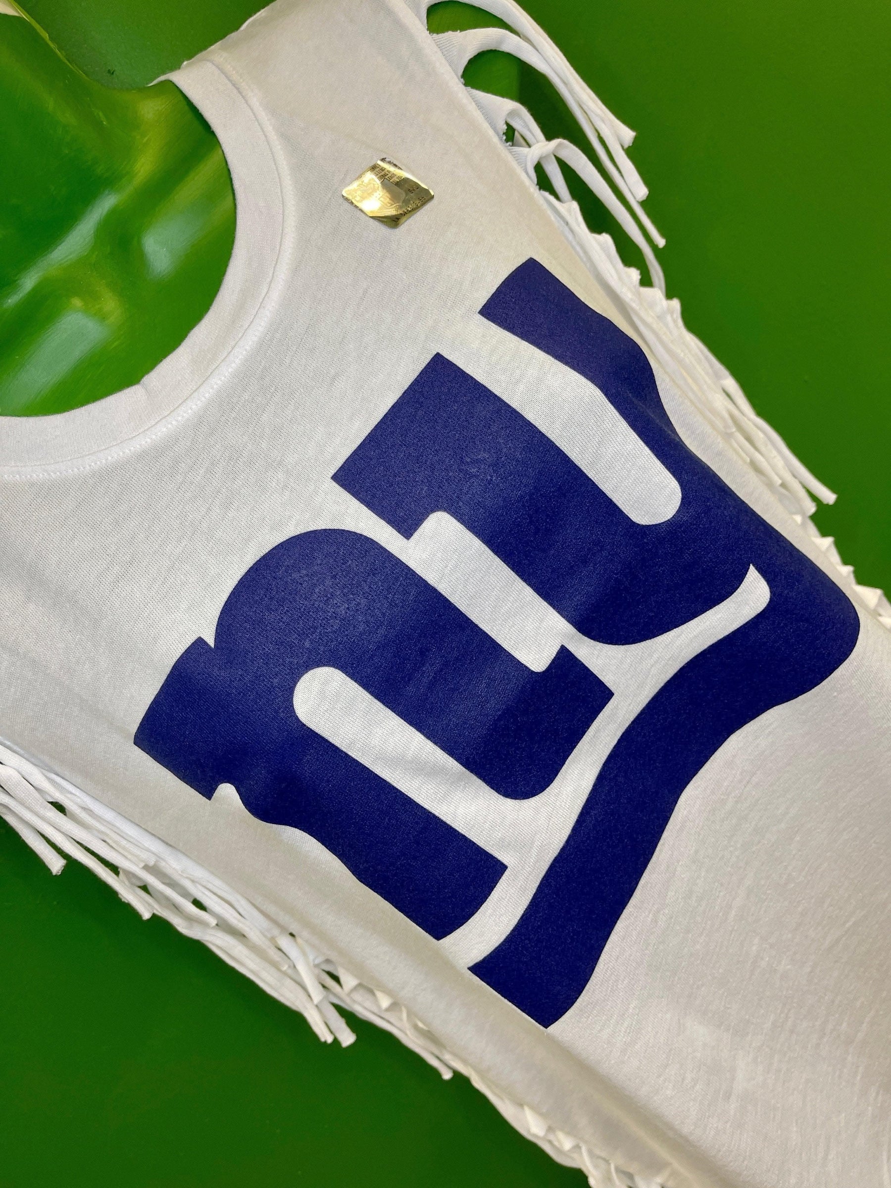 NFL New York Giants Junk Food Fringe Sleeveless T-Shirt Women's Large NWT