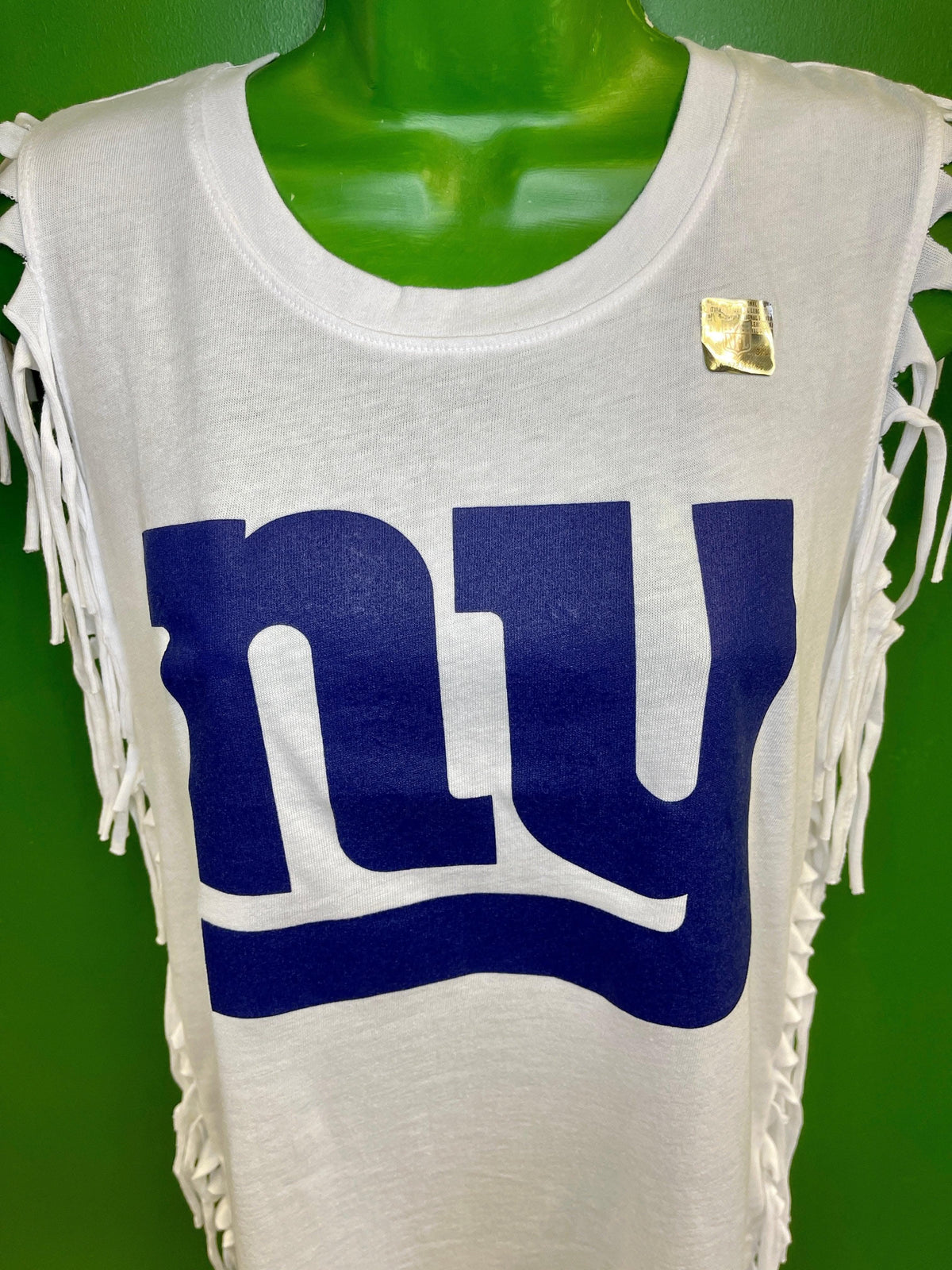 NFL New York Giants Junk Food Fringe Sleeveless T-Shirt Women's Medium NWT