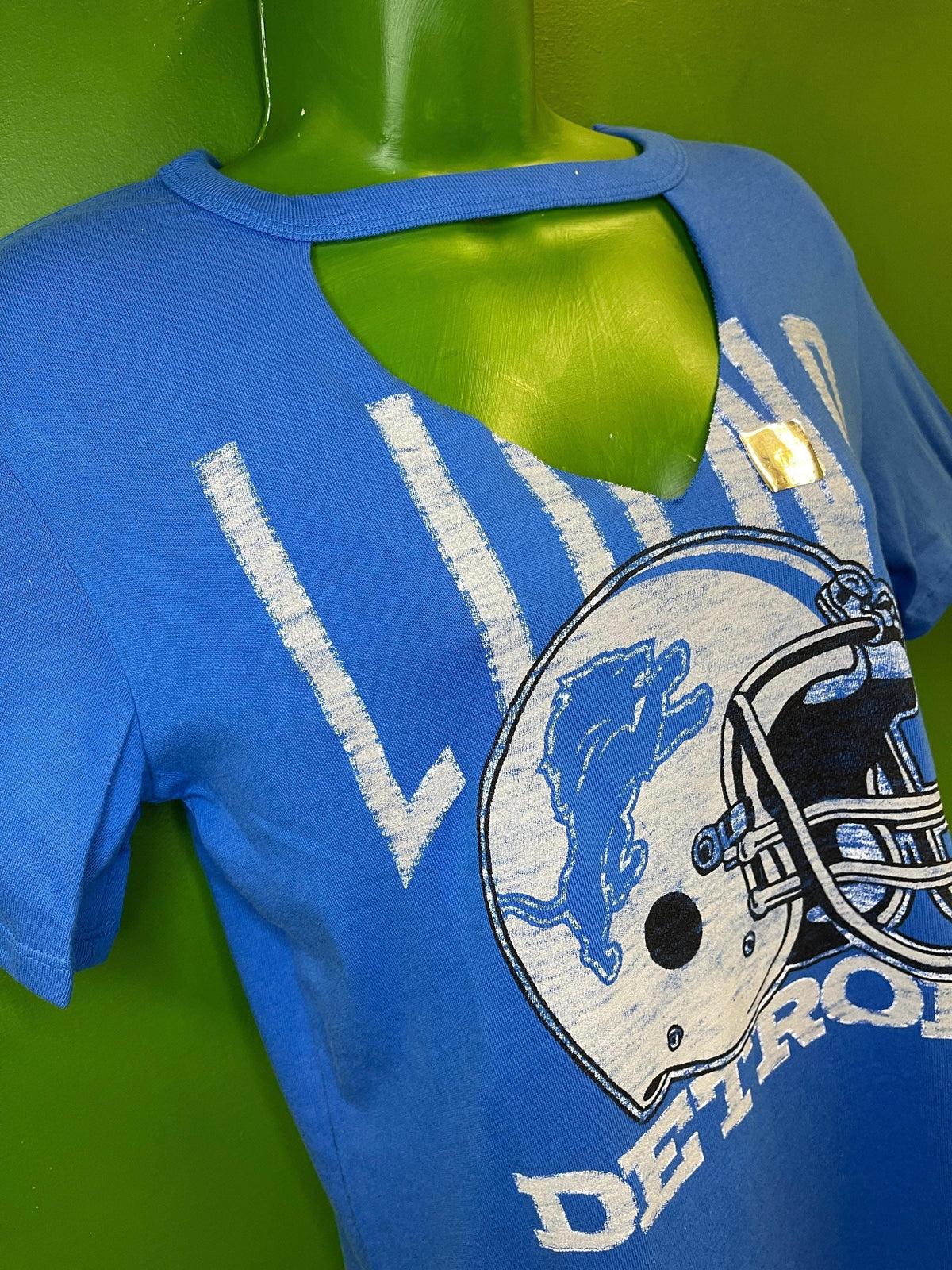 NFL Detroit Lions Junk Food Cut Out Fashion V-Neck T-Shirt Women's Small NWT