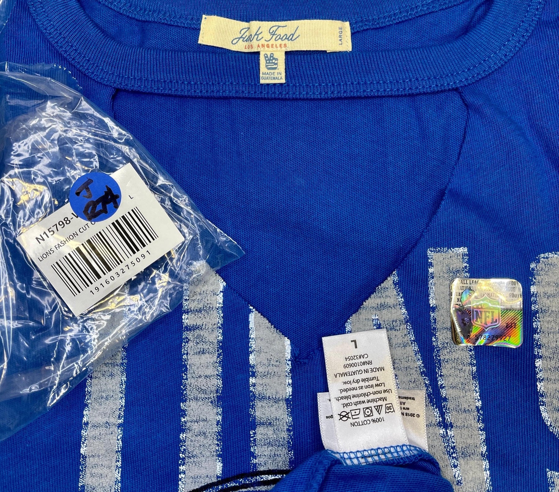 NFL Detroit Lions Junk Food Cut Out Fashion V-Neck T-Shirt Women's Large NWT