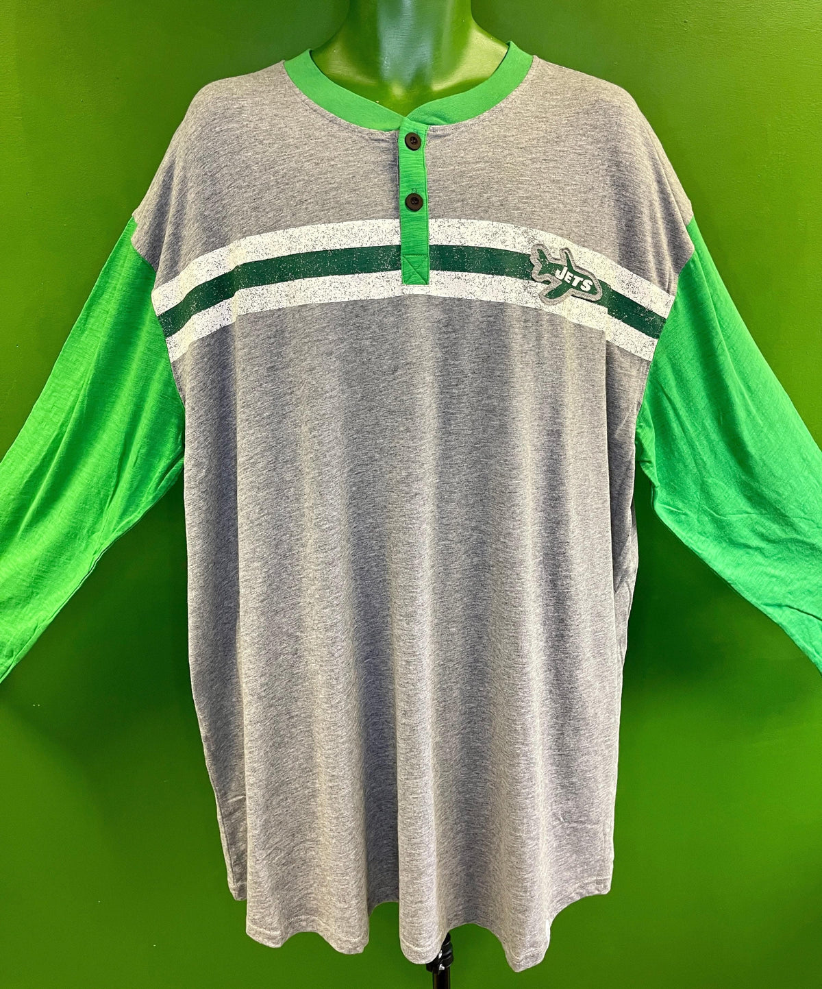 NFL New York Jets ProLine Fanatics Heathered L/S Henley T-Shirt Men's 4X-Large Big NWT