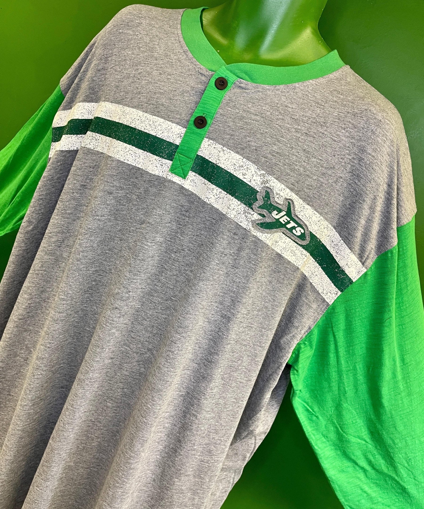 NFL New York Jets ProLine Fanatics Heathered L/S Henley T-Shirt Men's 4X-Large Big NWT