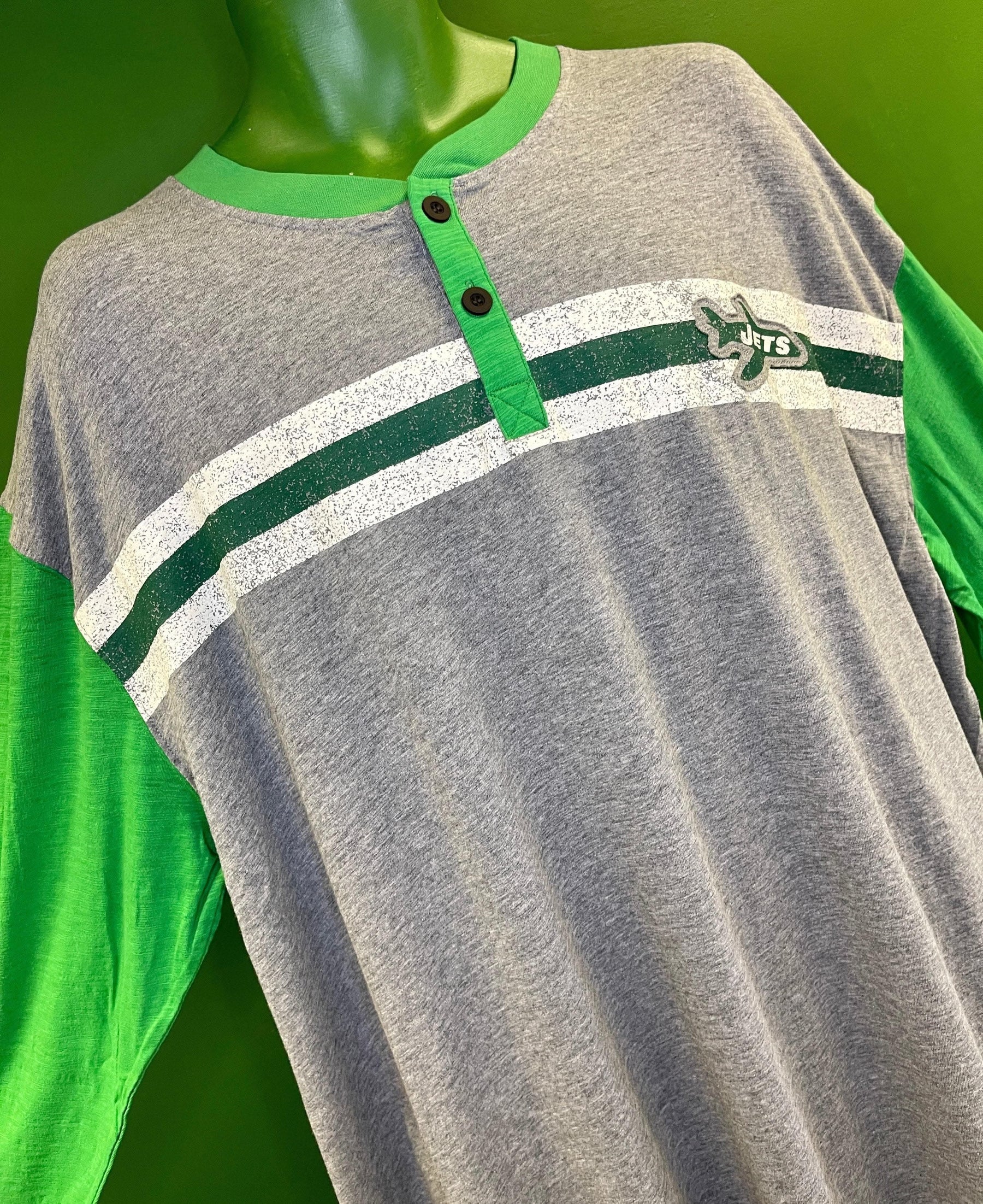 NFL New York Jets ProLine Fanatics Heathered L/S Henley T-Shirt Men's 4X-Large Big NWT