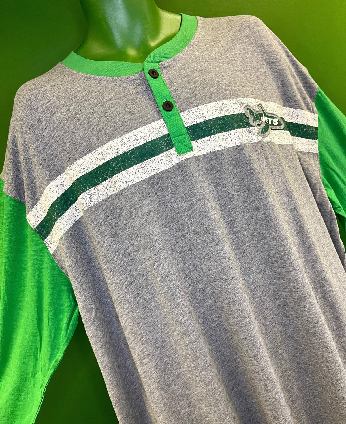 NFL New York Jets ProLine Fanatics Heathered L/S Henley T-Shirt Men's 5X-Large Big NWT
