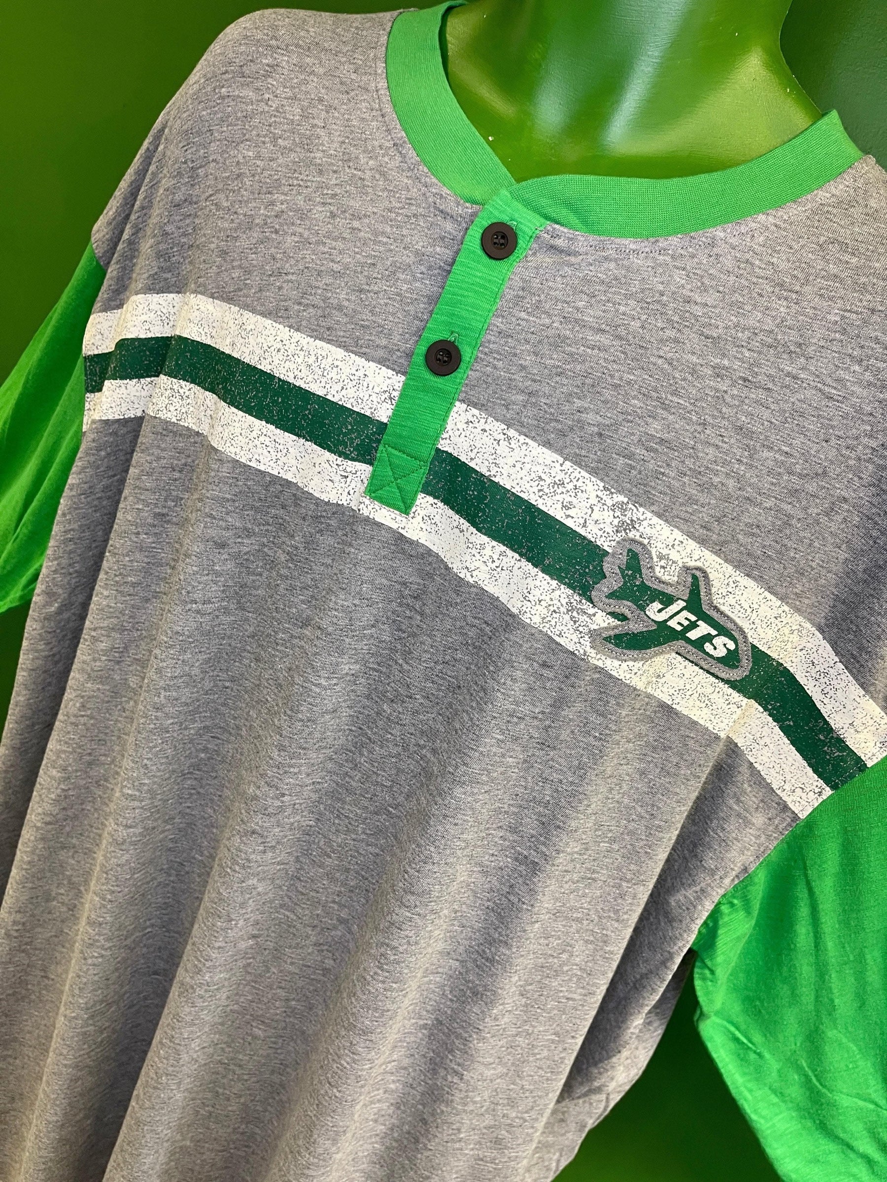 NFL New York Jets ProLine Fanatics Heathered L/S Henley T-Shirt Men's 4X-Large Big NWT