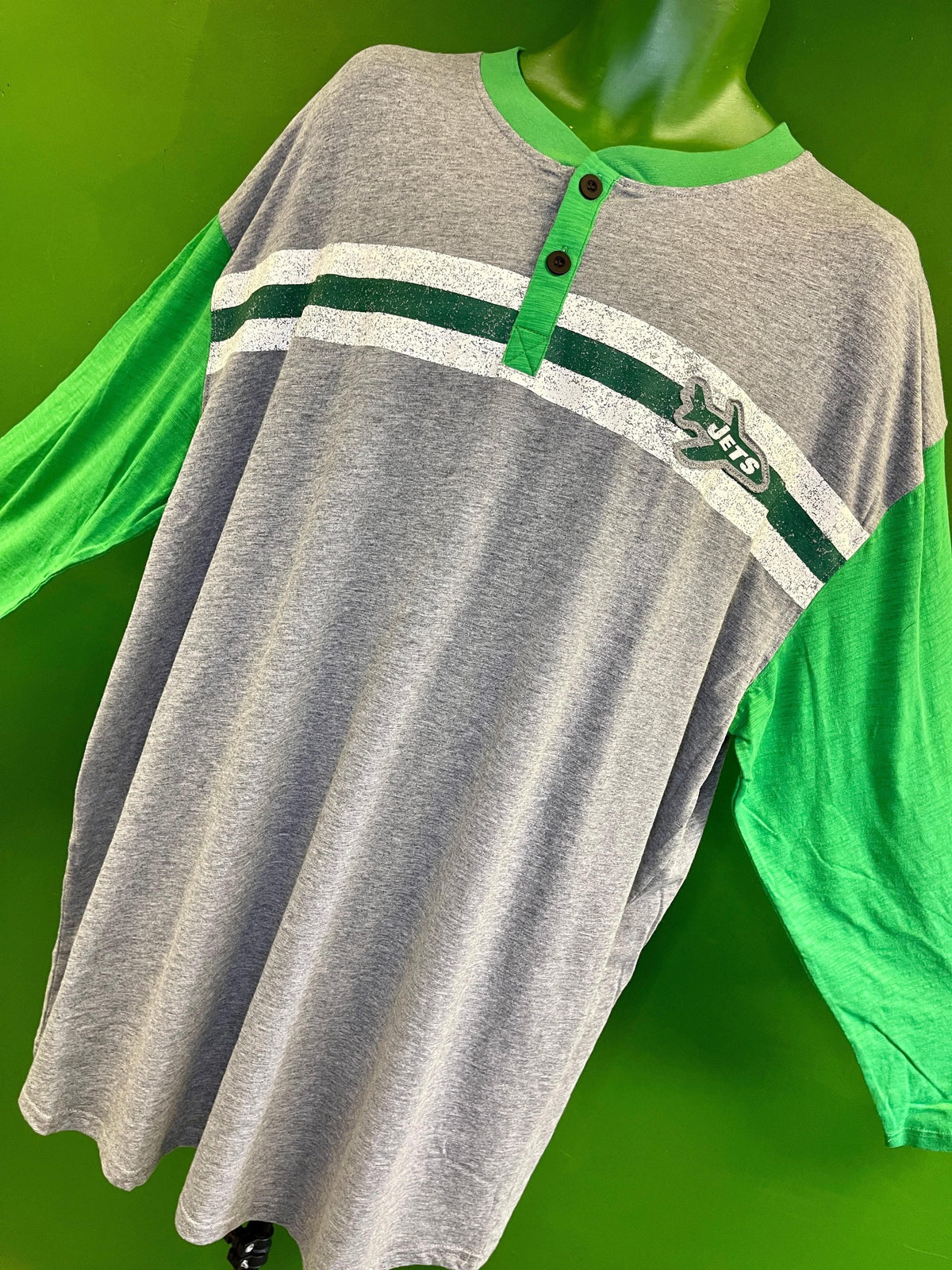 NFL New York Jets ProLine Fanatics Heathered L/S Henley T-Shirt Men's 4X-Large Big NWT