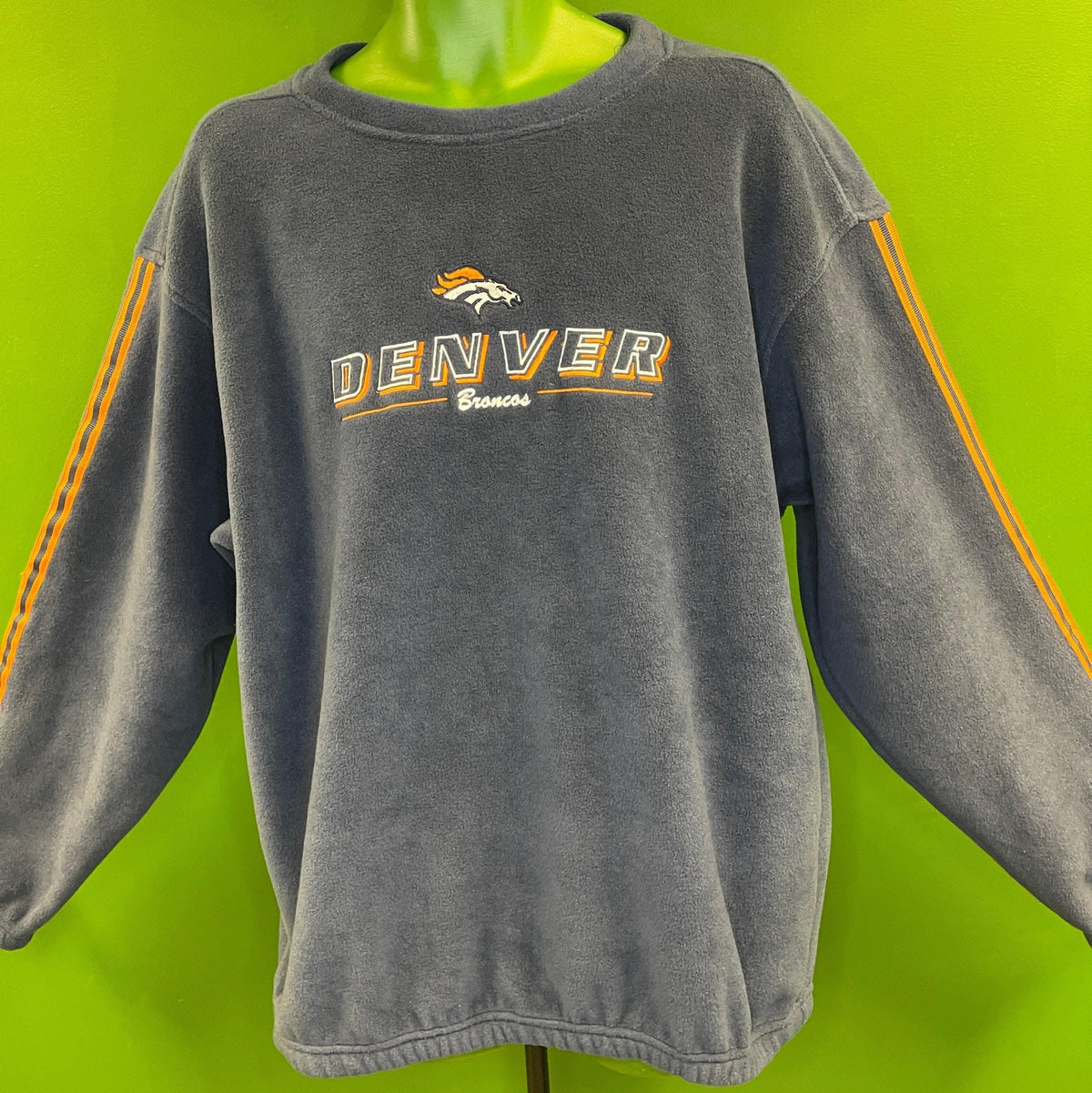 NFL Denver Broncos Fleece Pullover Sweatshirt Stitched Men's Large