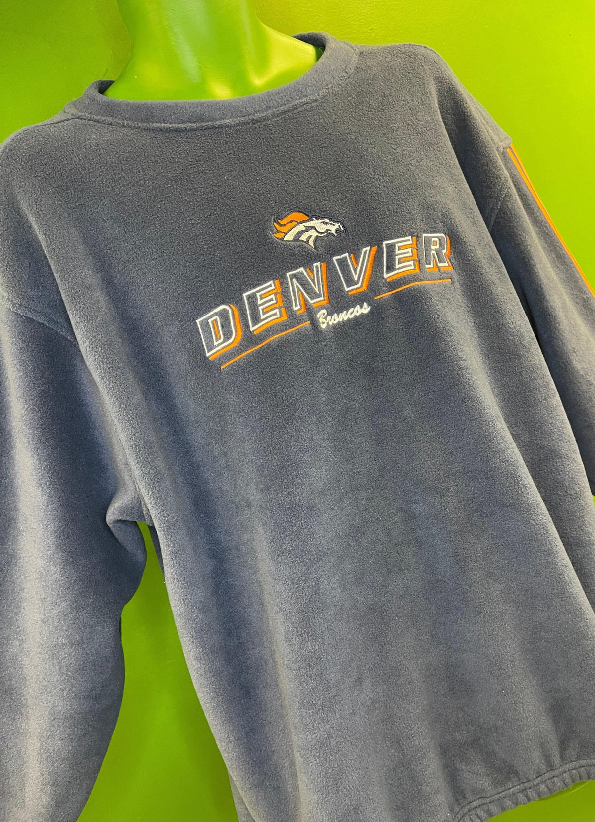 NFL Denver Broncos Fleece Pullover Sweatshirt Stitched Men's Large