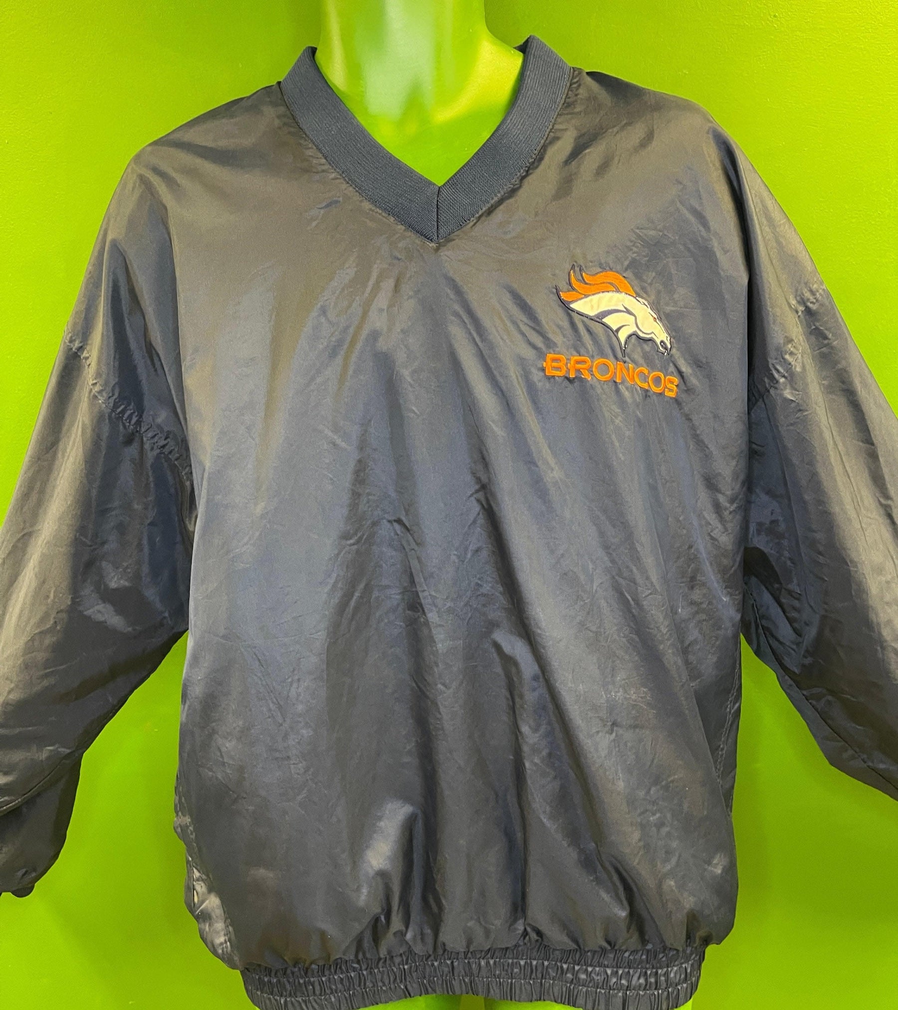NFL Denver Broncos Nylon Vintage Stadium Pullover Top/Jacket Reversible Men's Medium