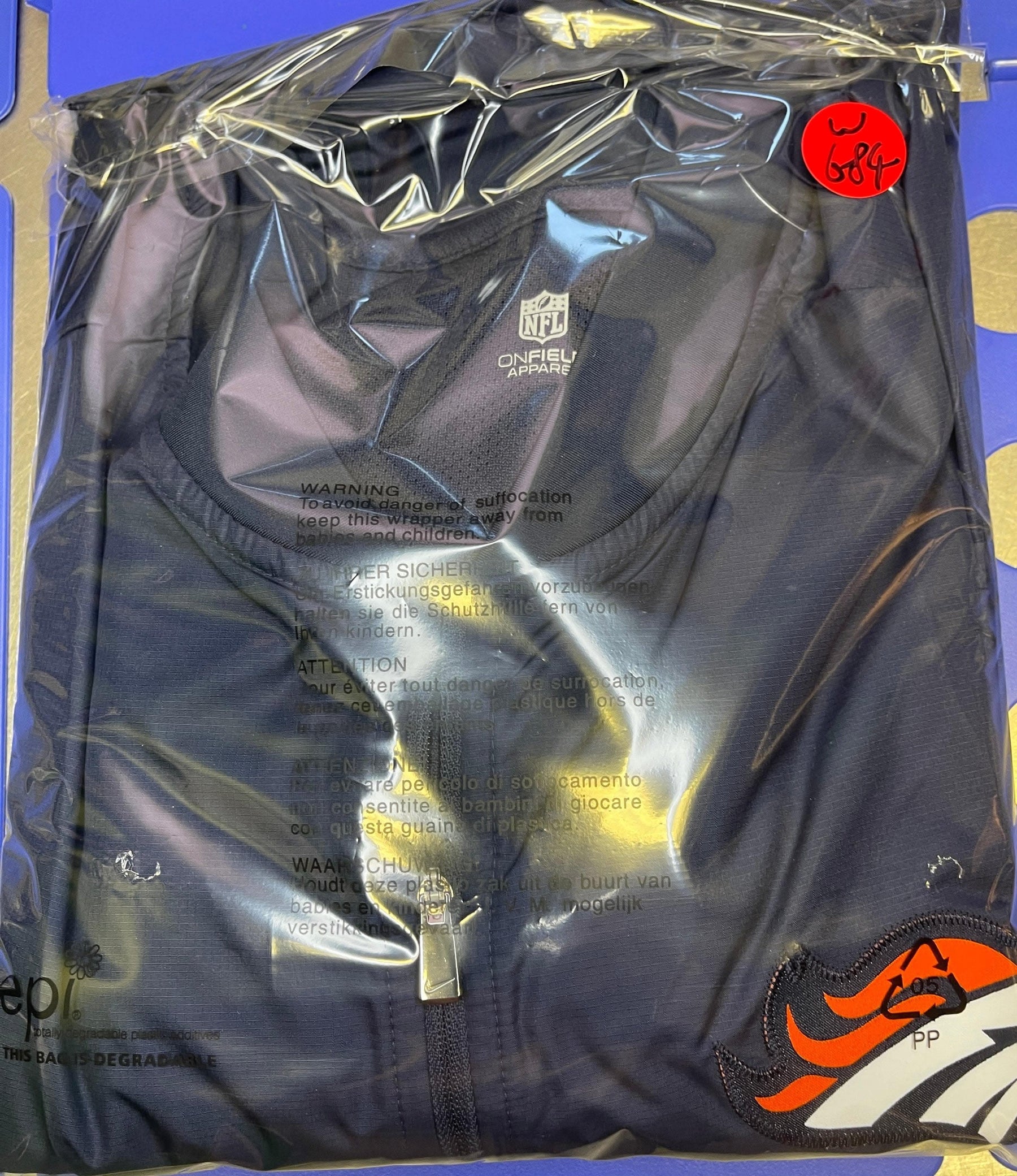 NFL Denver Broncos Storm Fit Light Windbreaker Jacket Pullover Men's 3X-Large