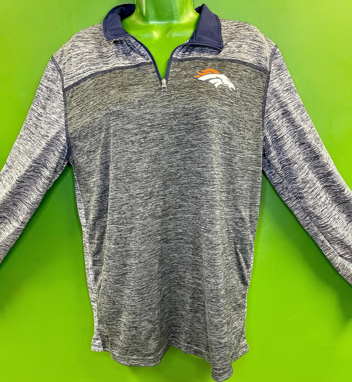 NFL Denver Broncos 1/4 Zip Pullover Top Space Dye Youth 2X-Large 18