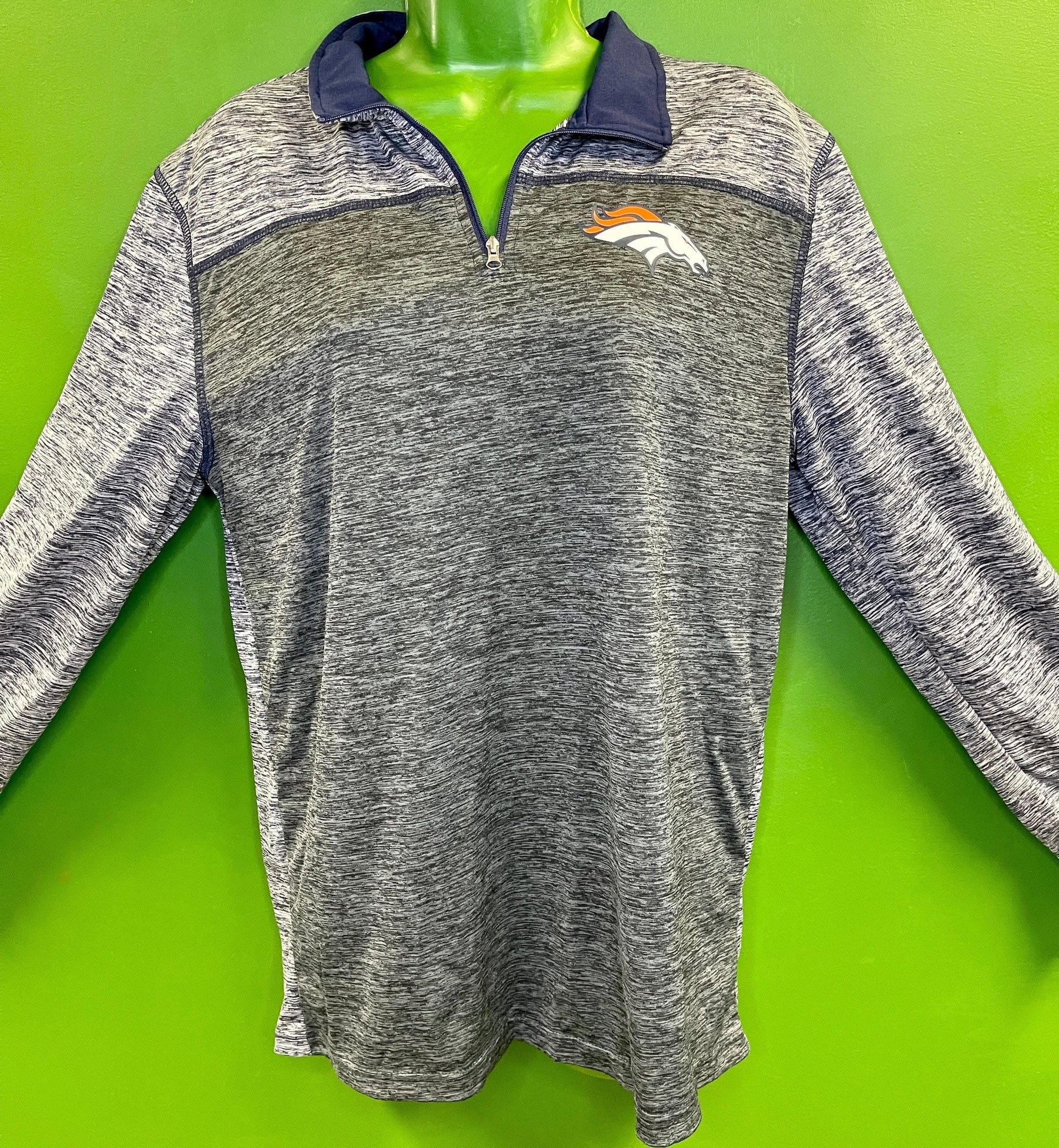 NFL Denver Broncos 1/4 Zip Pullover Top Space Dye Youth 2X-Large 18