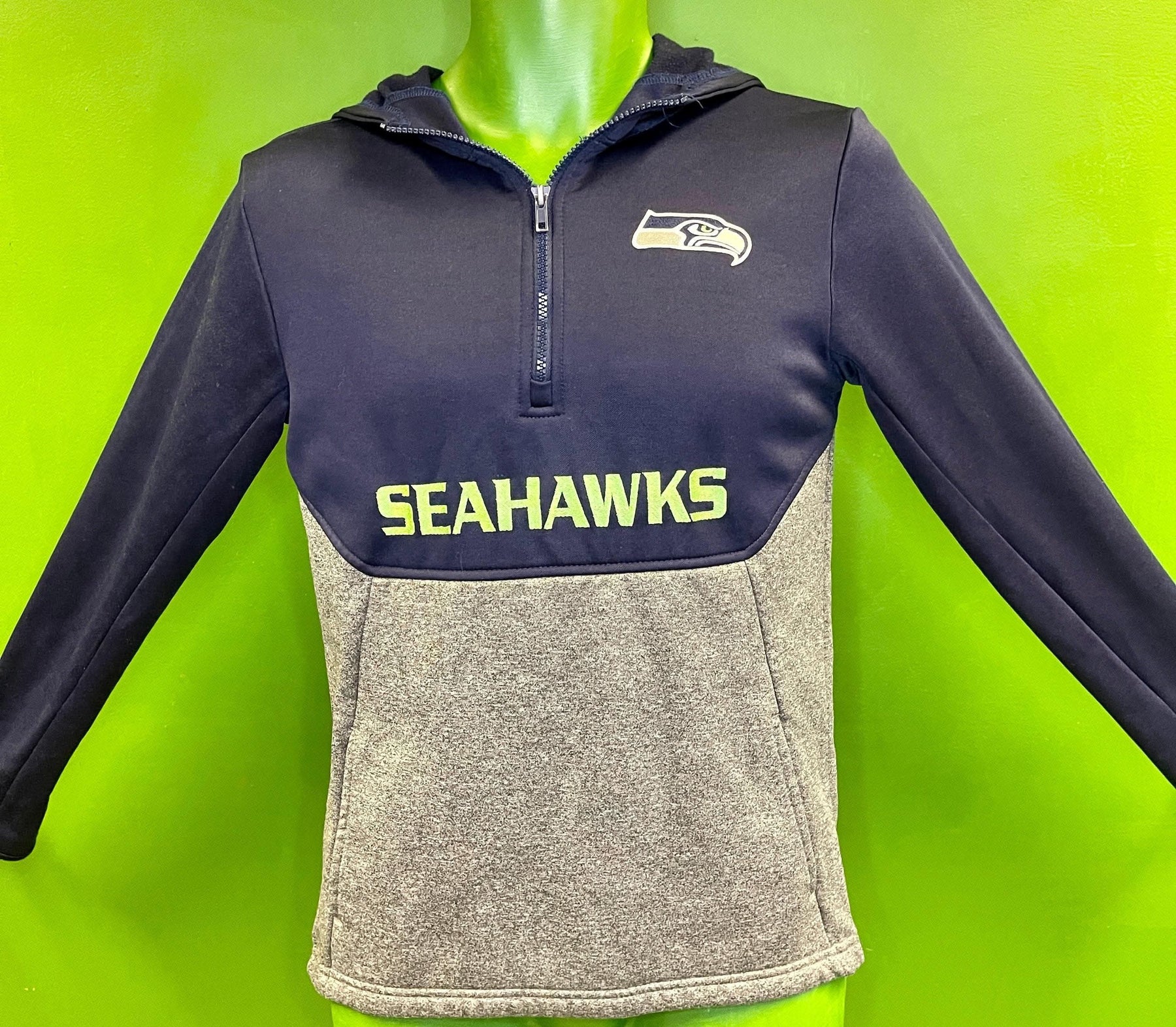 NFL Seattle Seahawks 1/4 Zip Pullover Hoodie Sweatshirt Youth Large 14-16