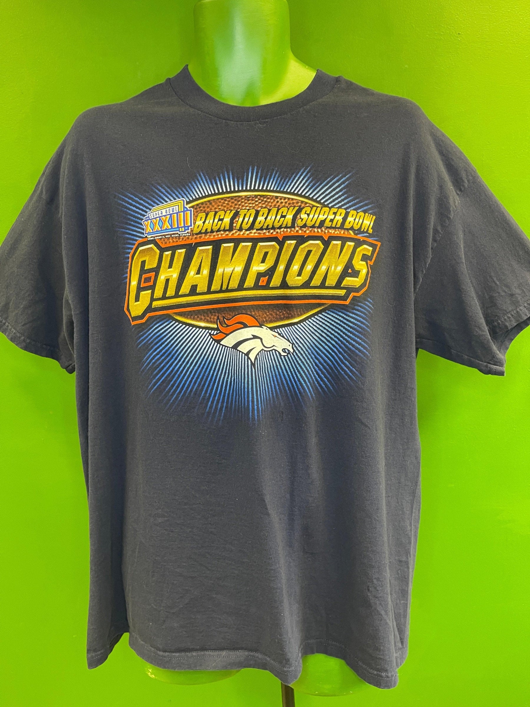 NFL Denver Broncos Lee Super Bowl XXXIII Champions T-Shirt Vintage Men's X-Large