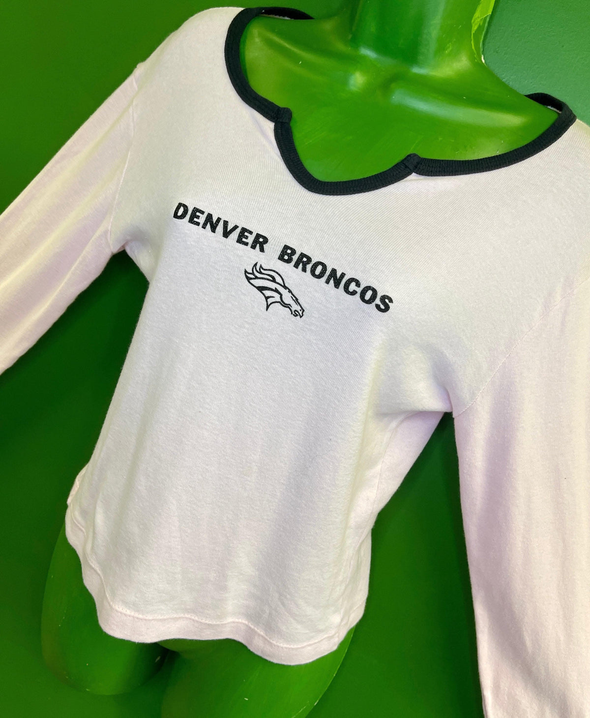 NFL Denver Broncos Pink Long Sleeve Notch Neck T-Shirt Women's Small