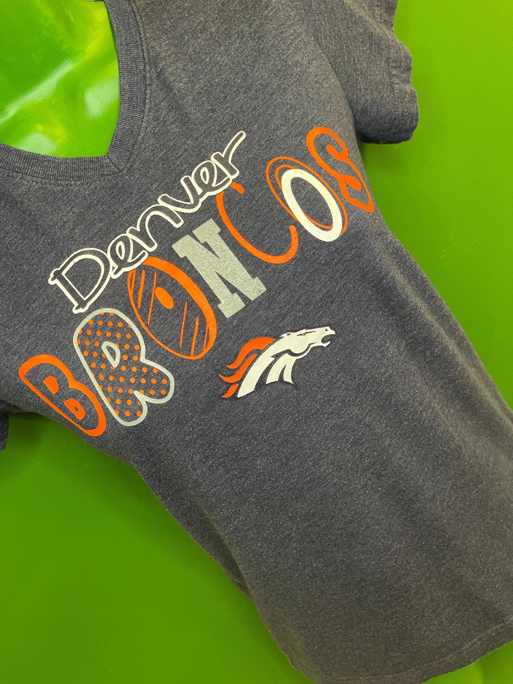 NFL Denver Broncos V-Neck Heathered Blue T-Shirt Girls' Large 14