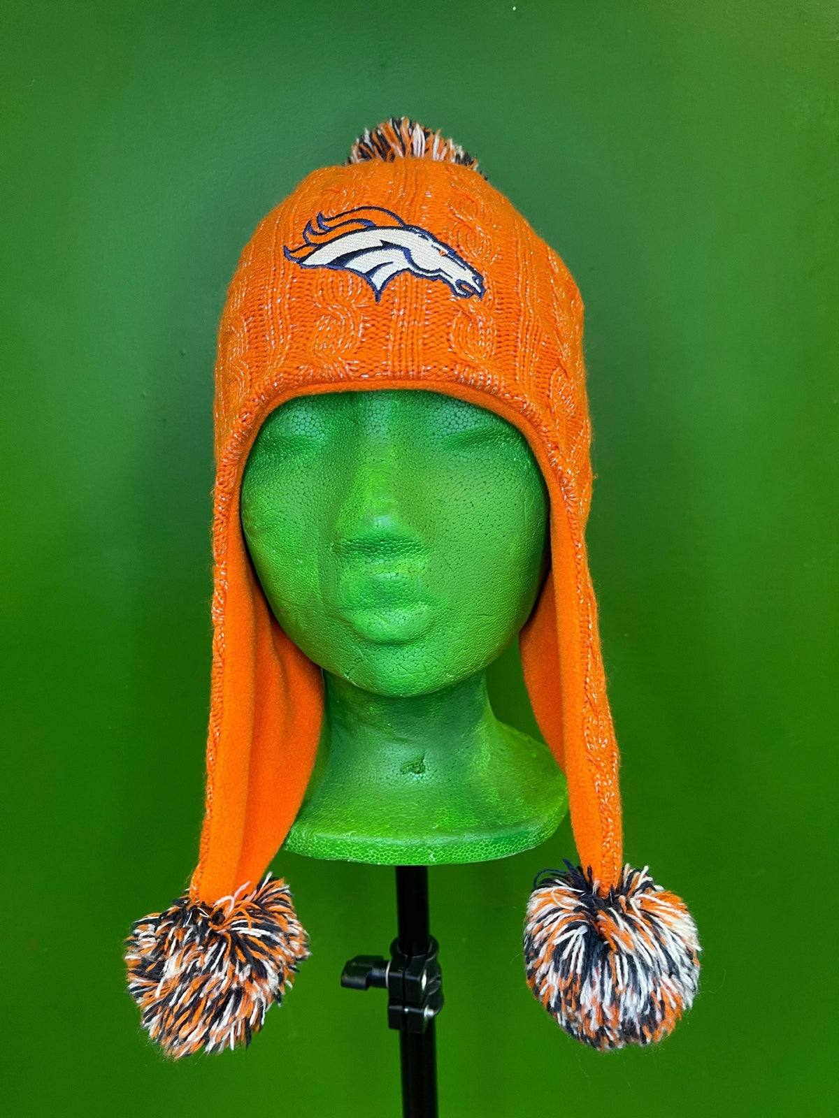 NFL Denver Broncos Sparkly Knit Woolly Triple Bobble Hat Women's OSFM