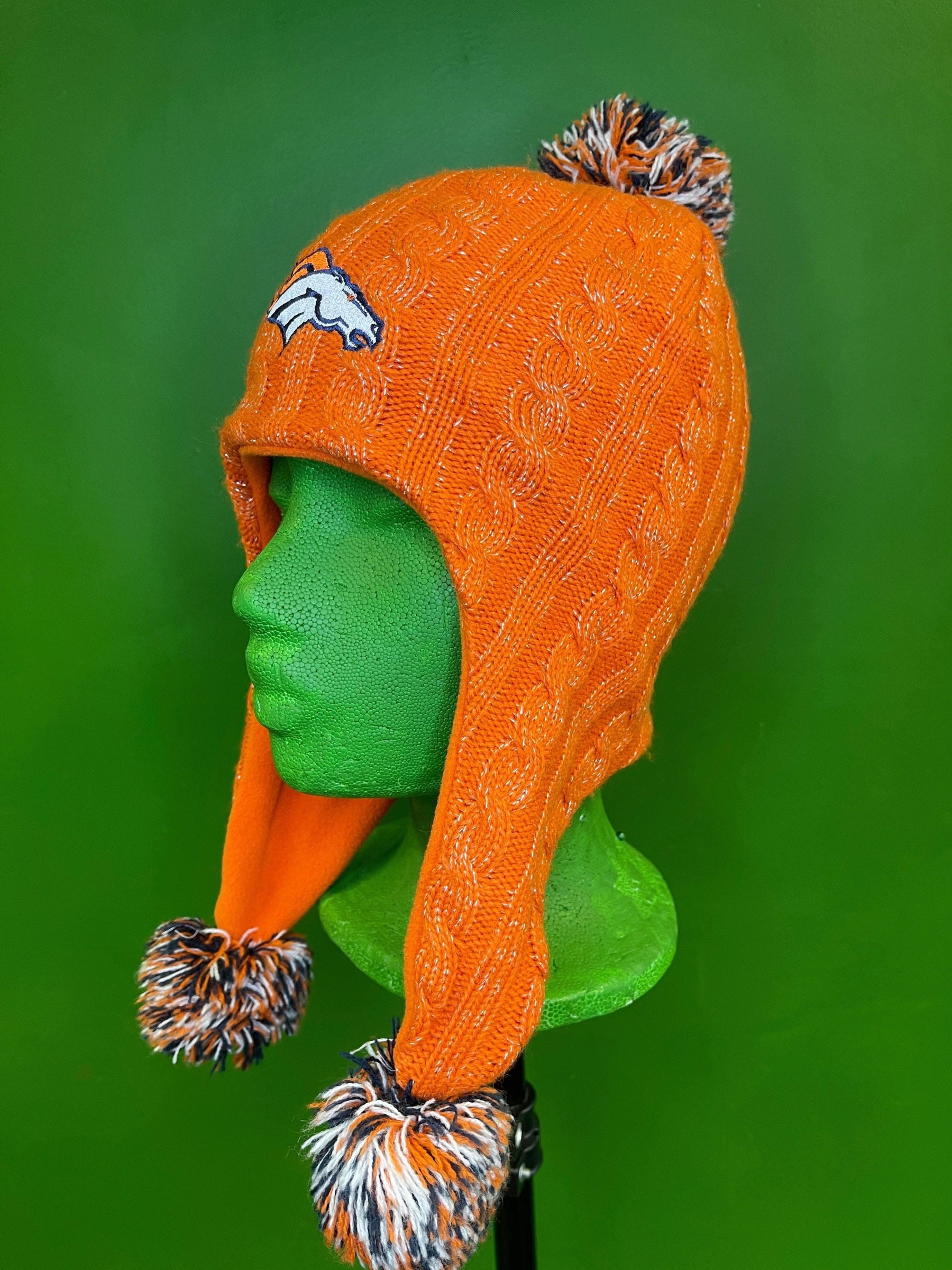 NFL Denver Broncos Sparkly Knit Woolly Triple Bobble Hat Women's OSFM