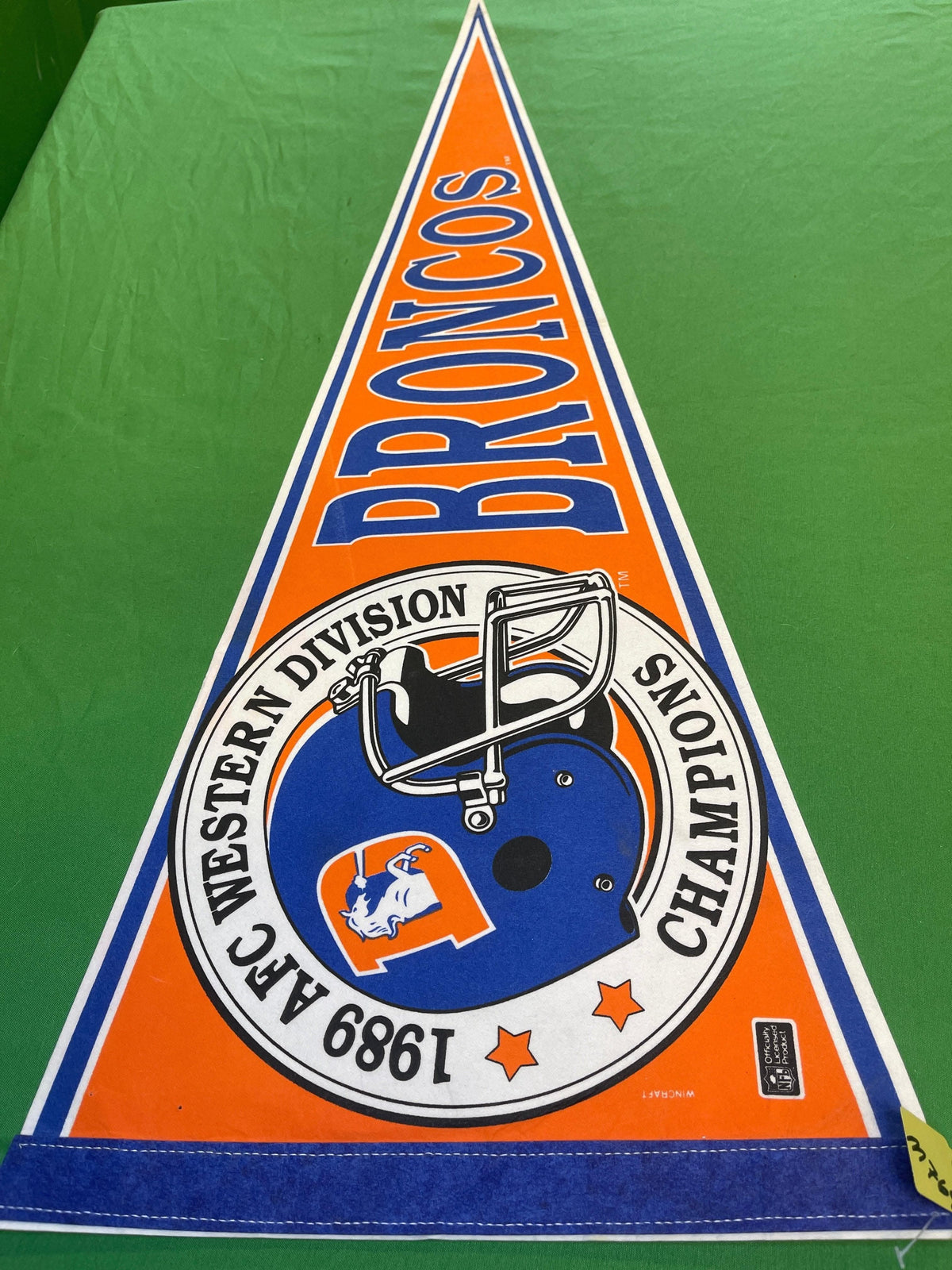 NFL Denver Broncos Vintage Collector Pennant 1989 AFC West Champions