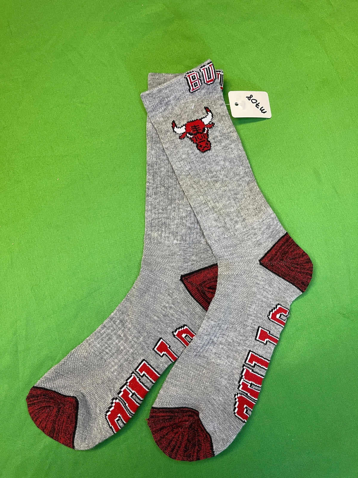 NBA Chicago Bulls Grey Ribbed Crew Socks OSFM NWT