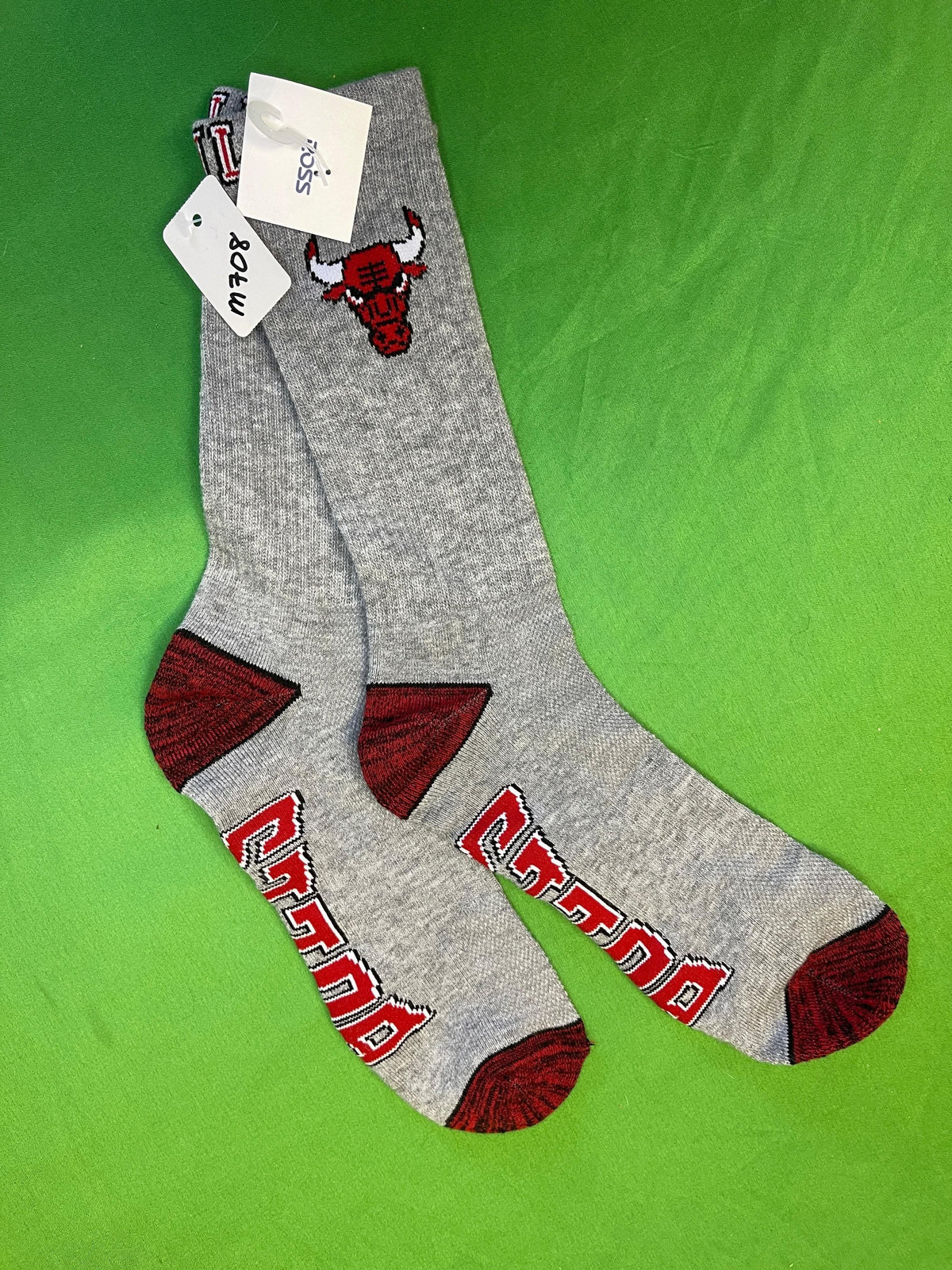 NBA Chicago Bulls Grey Ribbed Crew Socks OSFM NWT