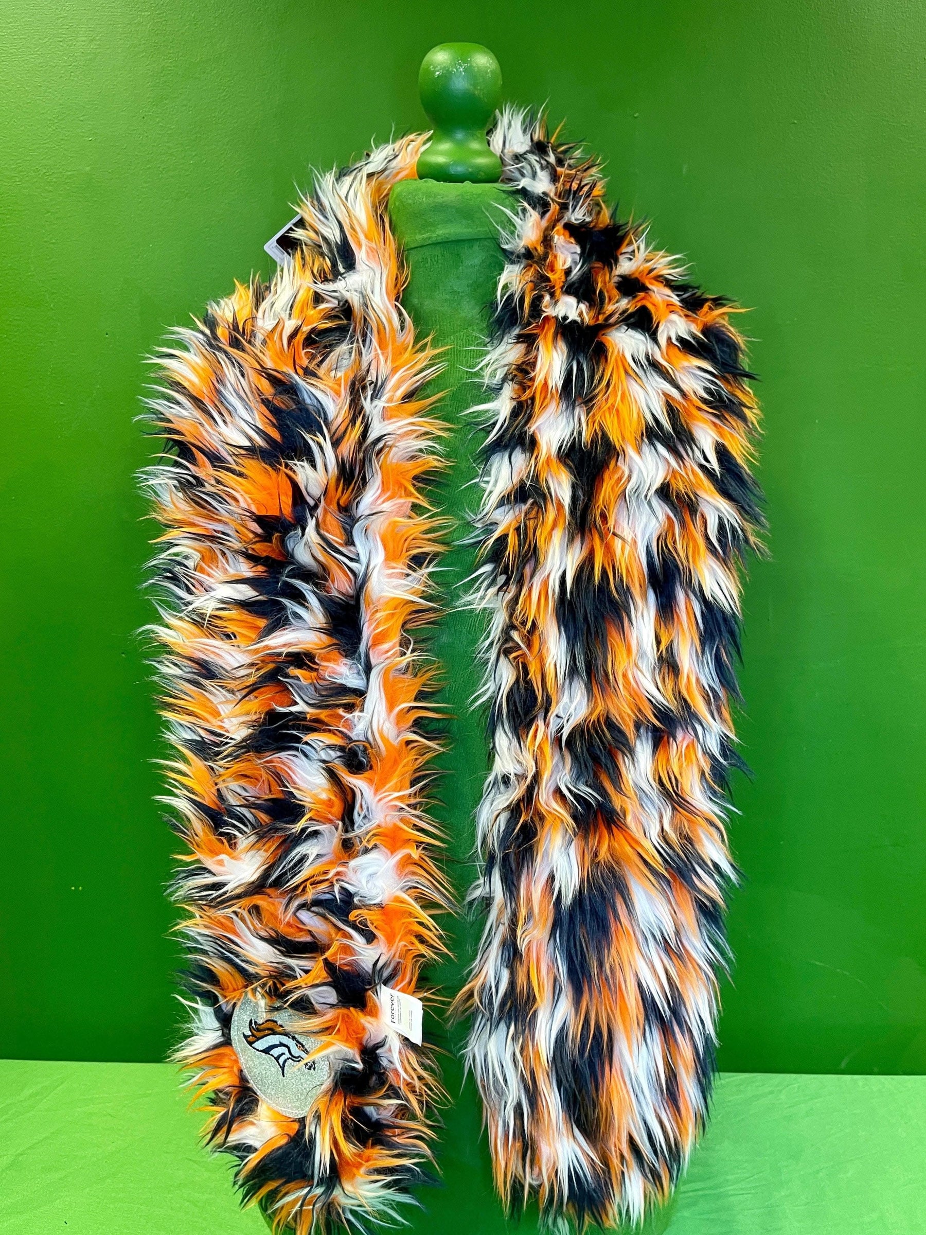 NFL Denver Broncos Furry Scarf with Silver Emblem NWT