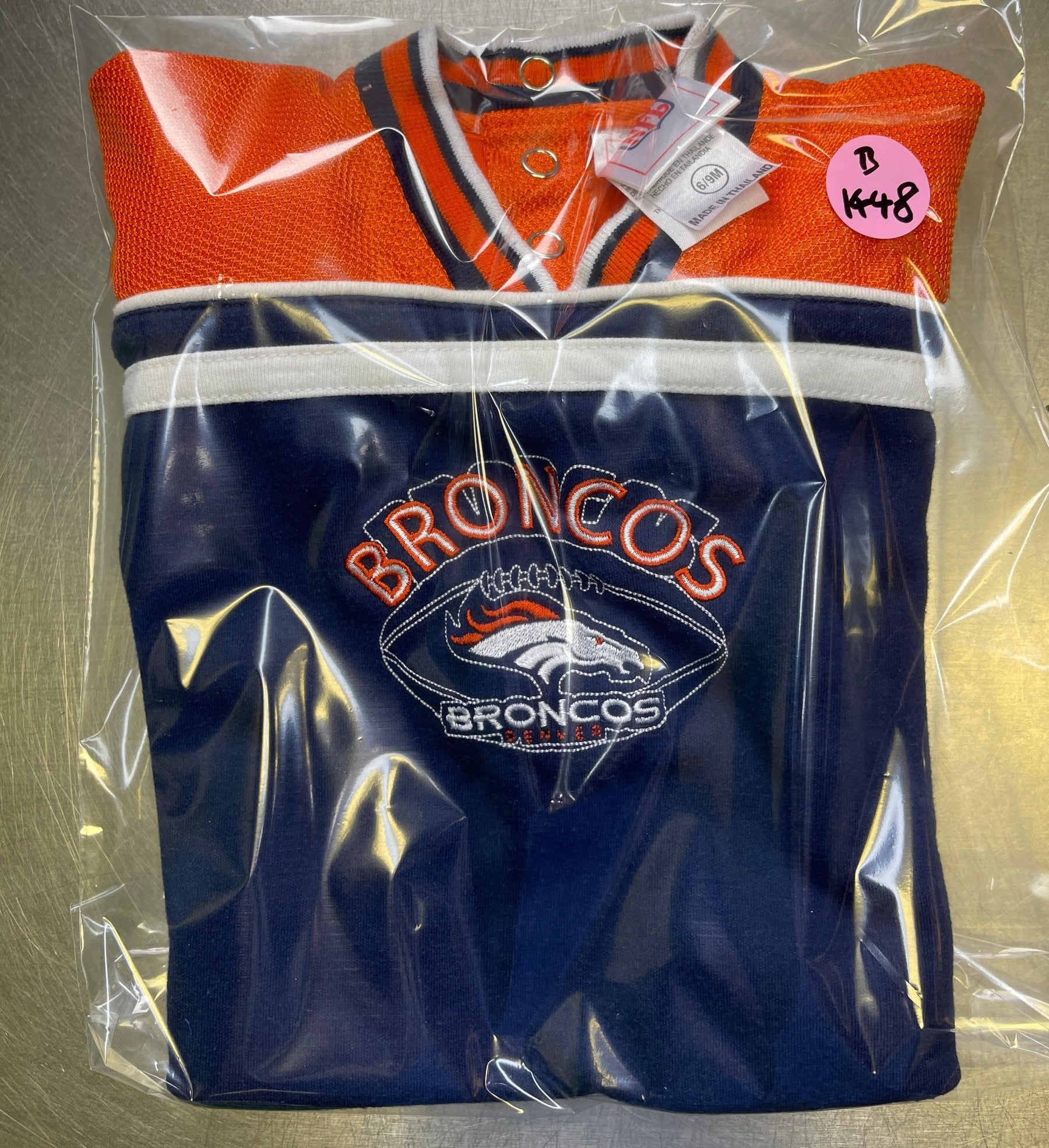 NFL Denver Broncos Jersey-Style Long Sleeve Bodysuit/Vest 6-9 months